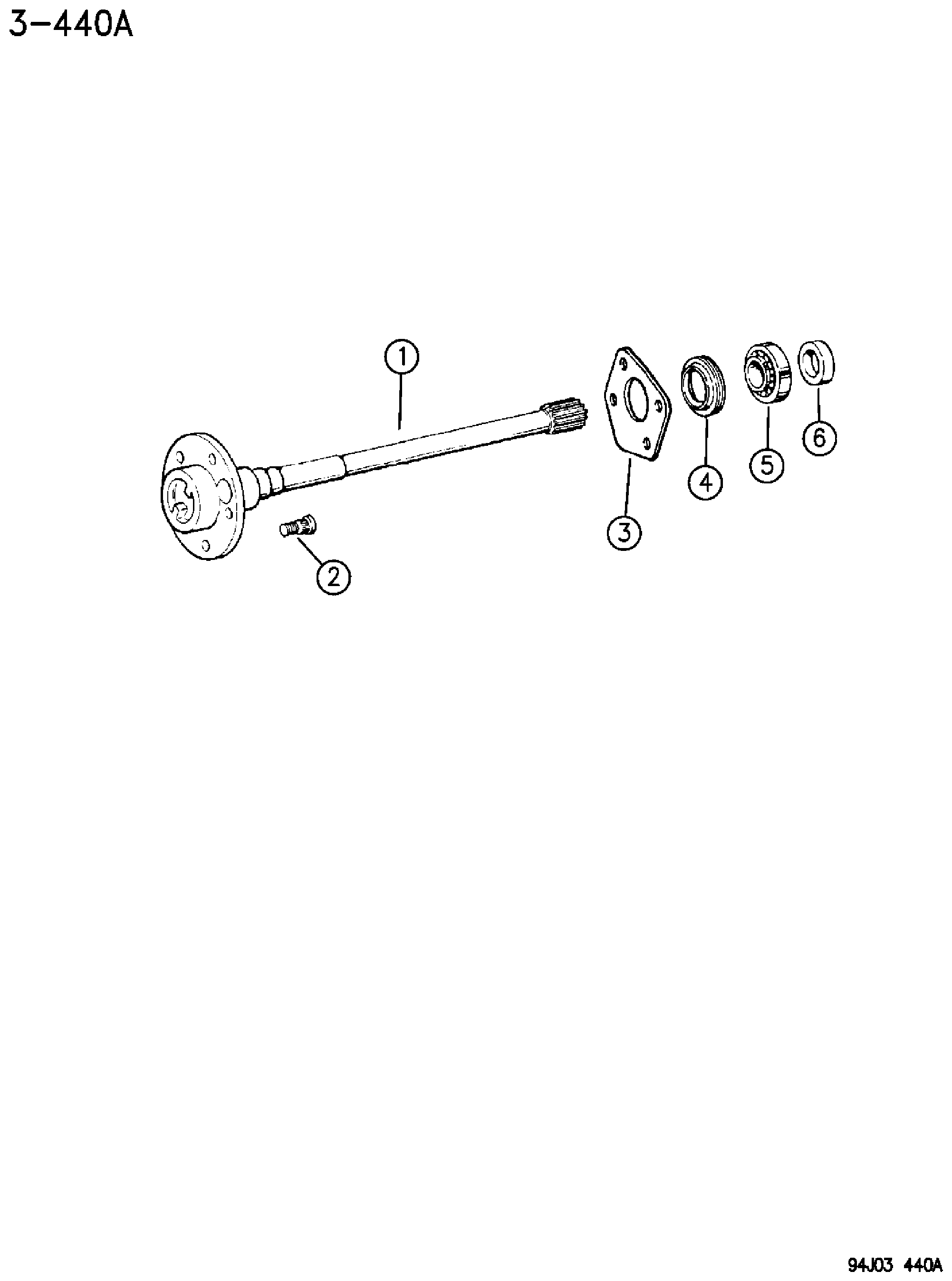 Exploded view: SHAFT, REAR AXLE DANA MODEL 44 GRAND CHEROKEE