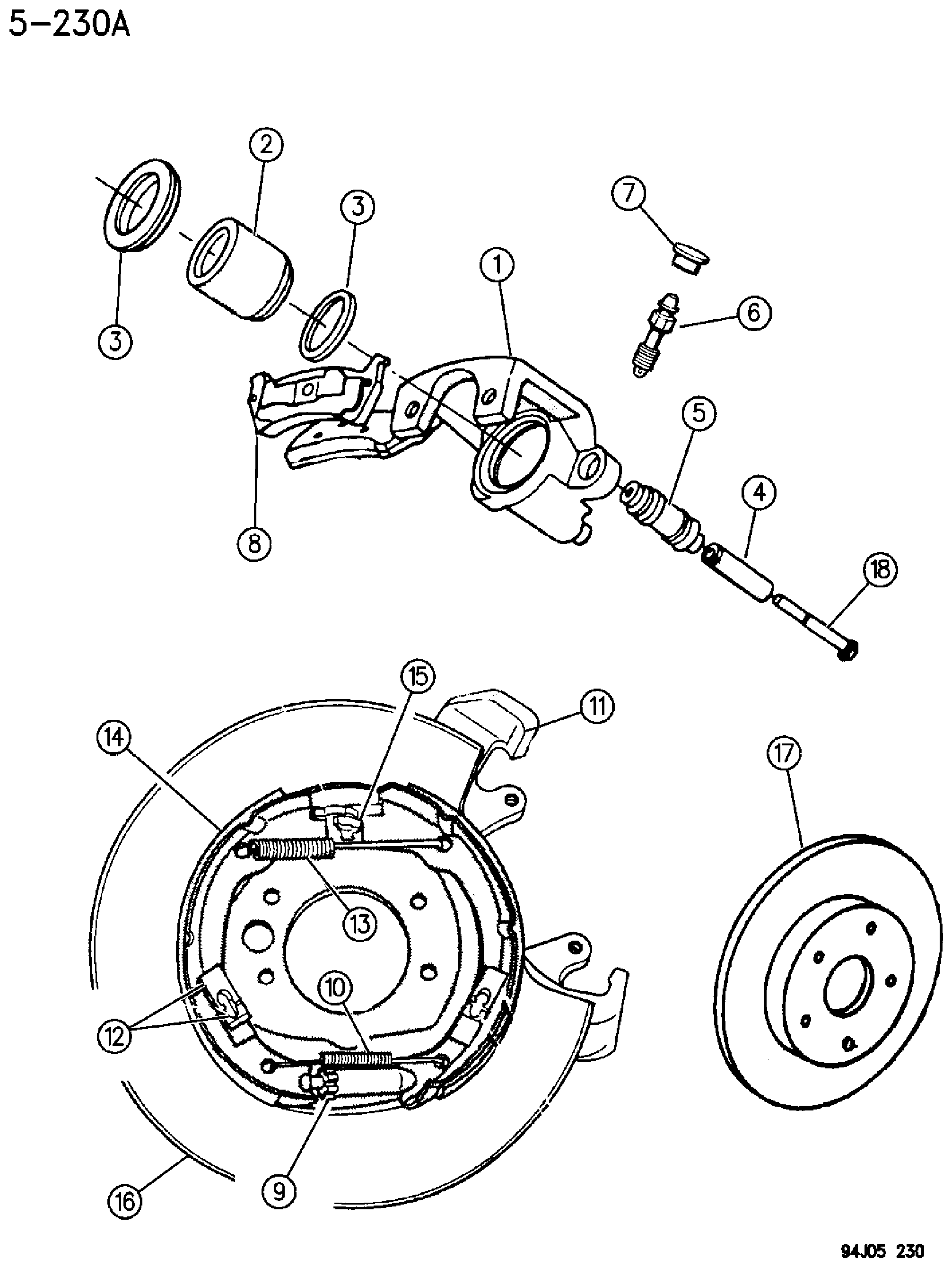 Exploded view: BRAKES, REAR DISC GRAND CHEROKEE