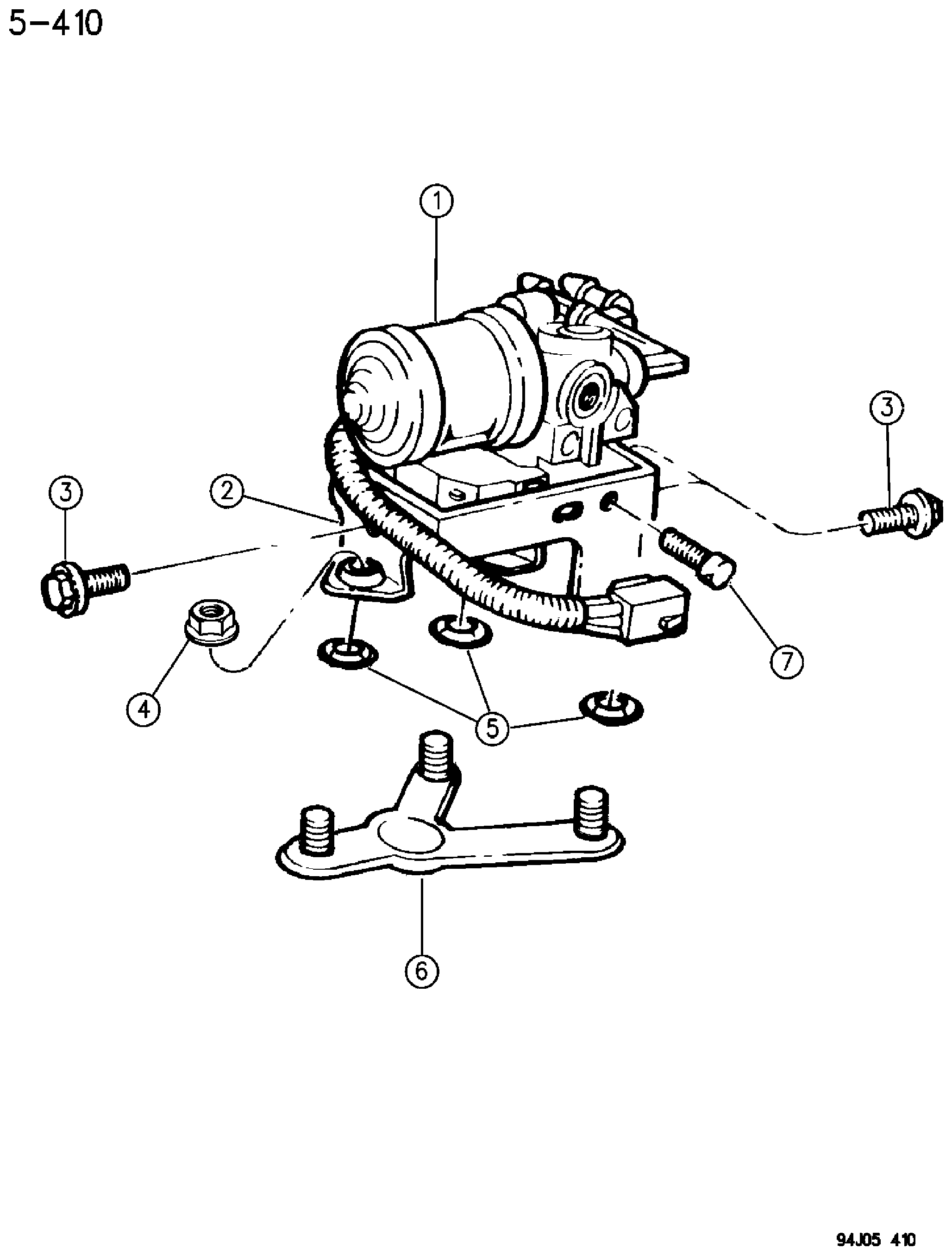 Exploded view: HYDRAULIC CONTROL UNIT ANTI-LOCK WRANGLER, YJ