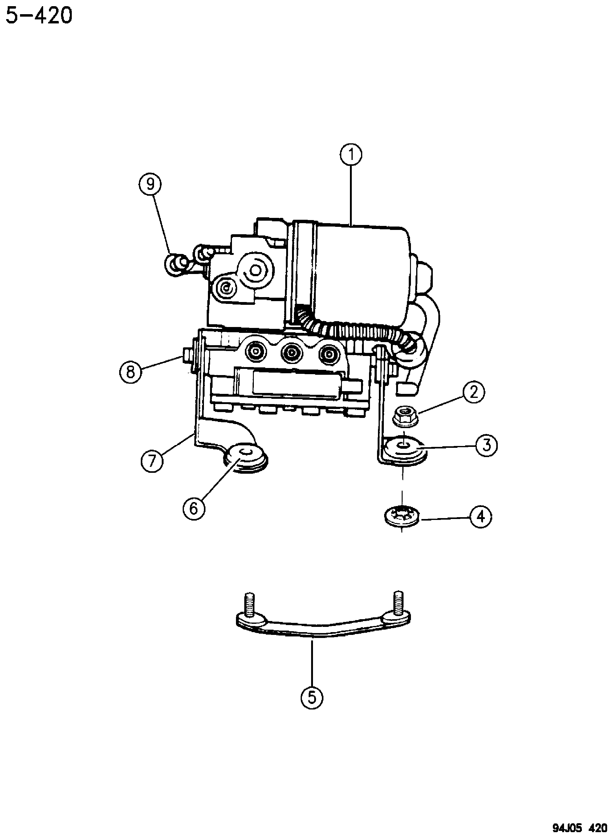 Exploded view: HYDRAULIC CONTROL UNIT ANTI-LOCK CHEROKEE, GRAND CHEROKEE