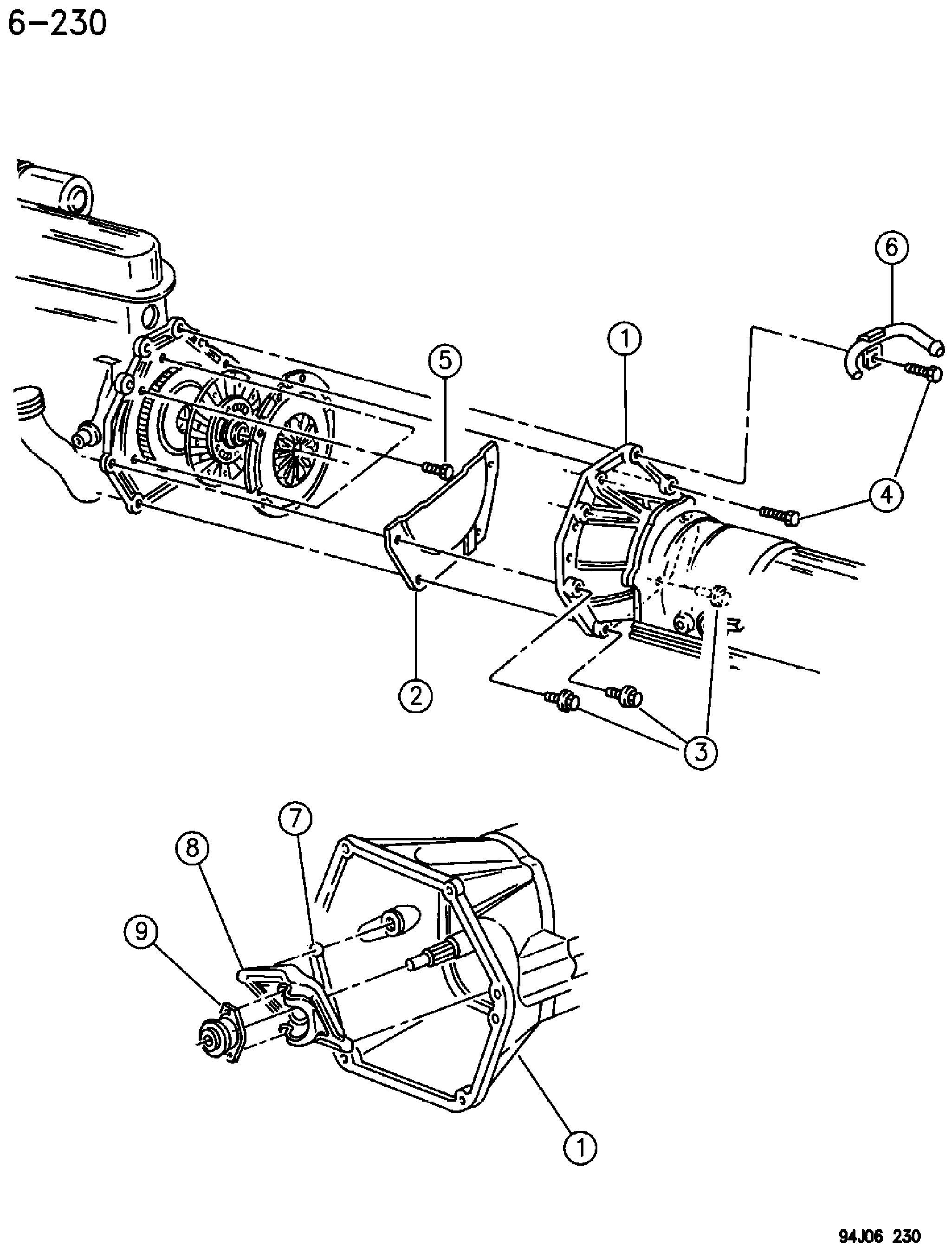 Exploded view: HOUSING AND PAN, CLUTCH CHEROKEE (DIESEL)