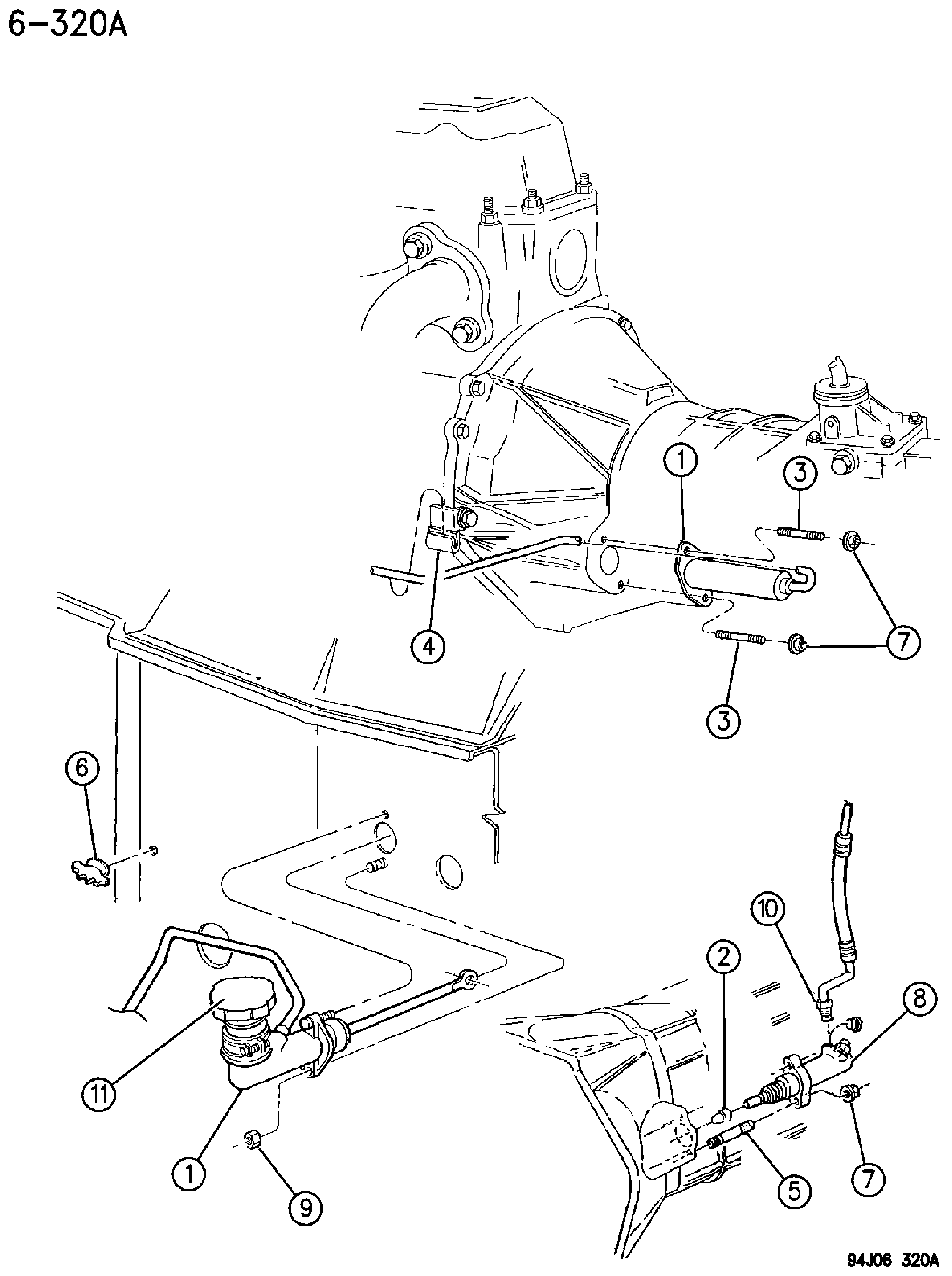 Exploded view: CONTROL, CLUTCH CHEROKEE