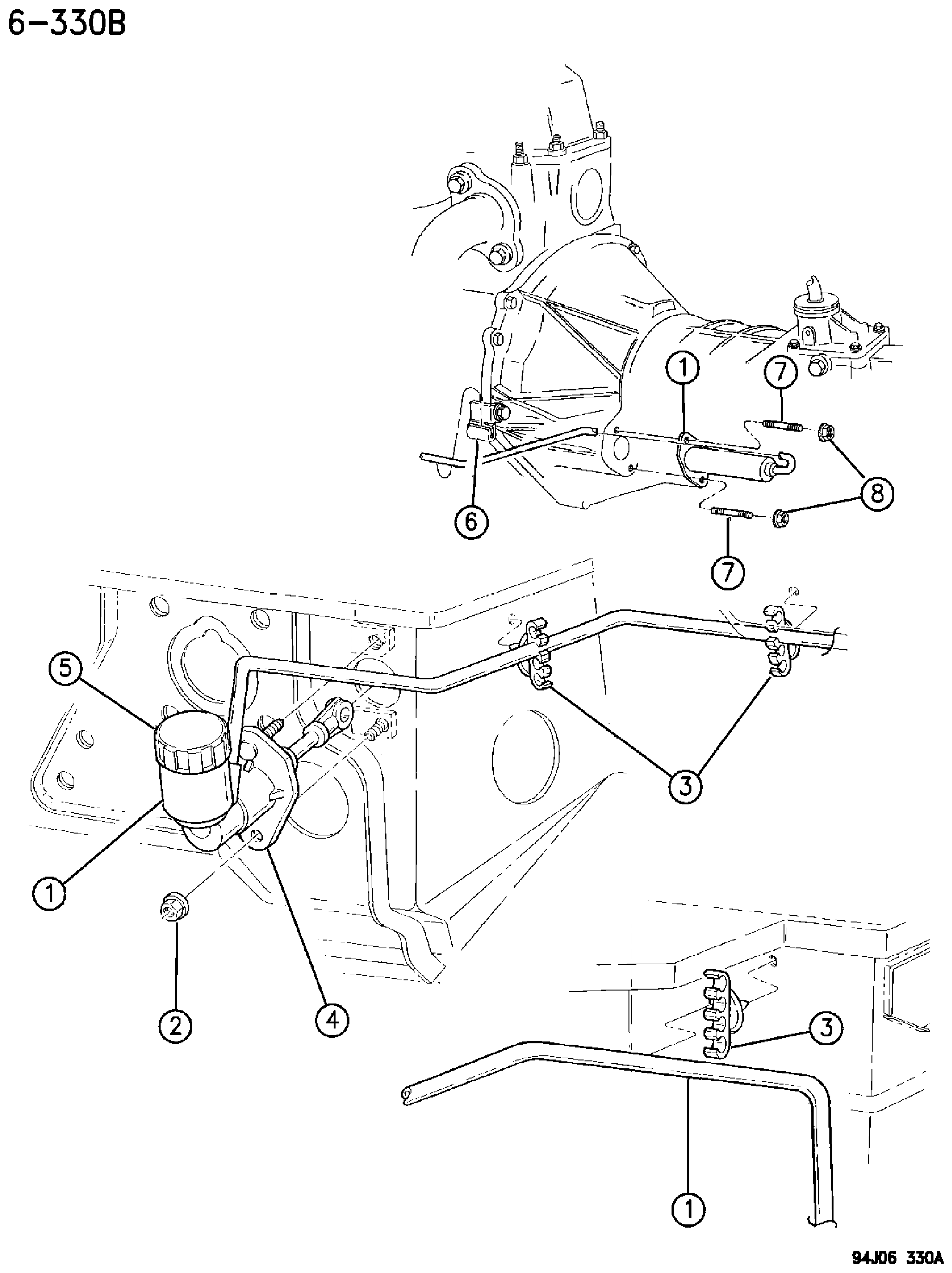 Exploded view: CONTROL, CLUTCH CHEROKEE-RHD