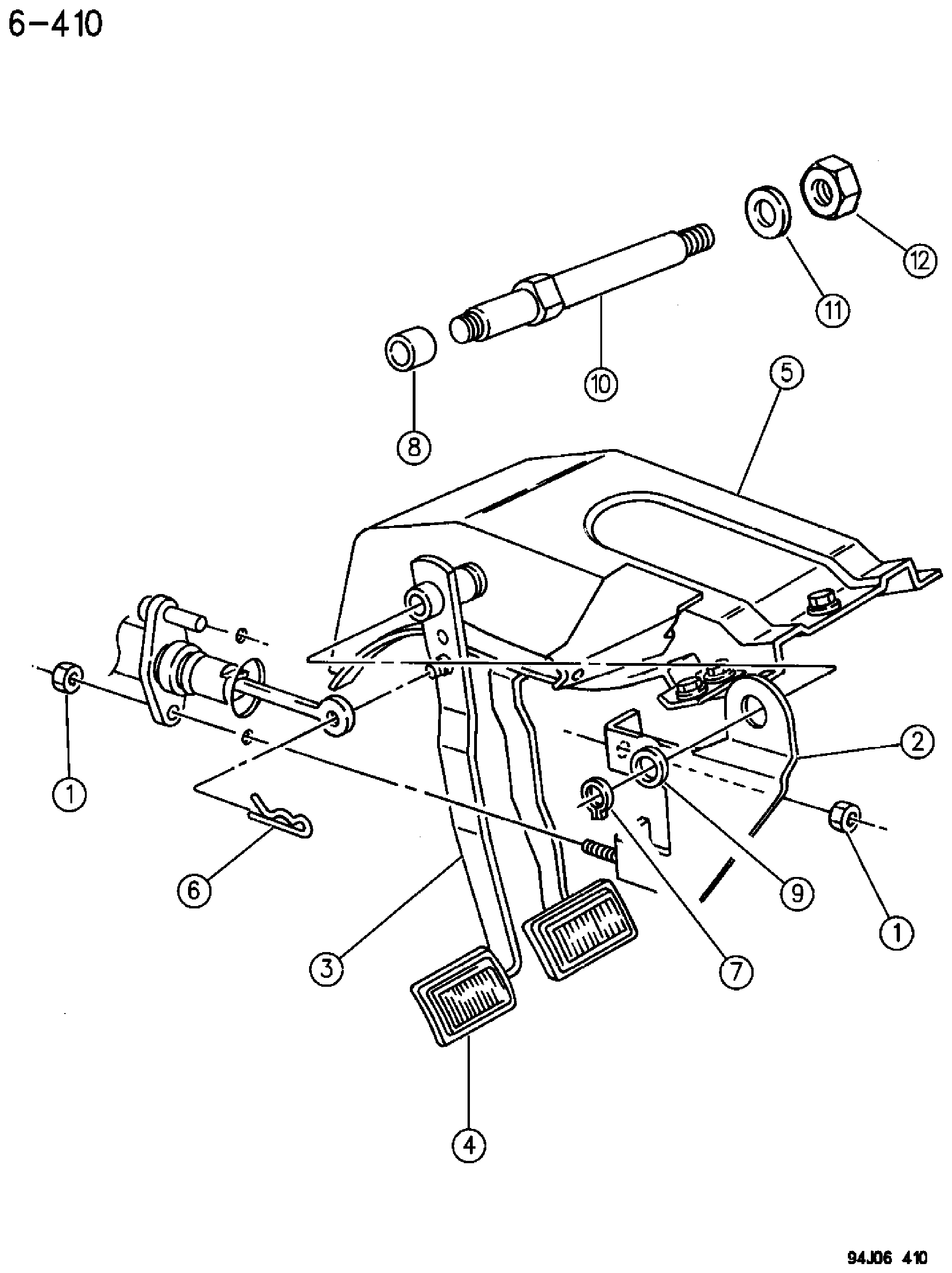 Exploded view: PEDAL, CLUTCH WRANGLER, YJ