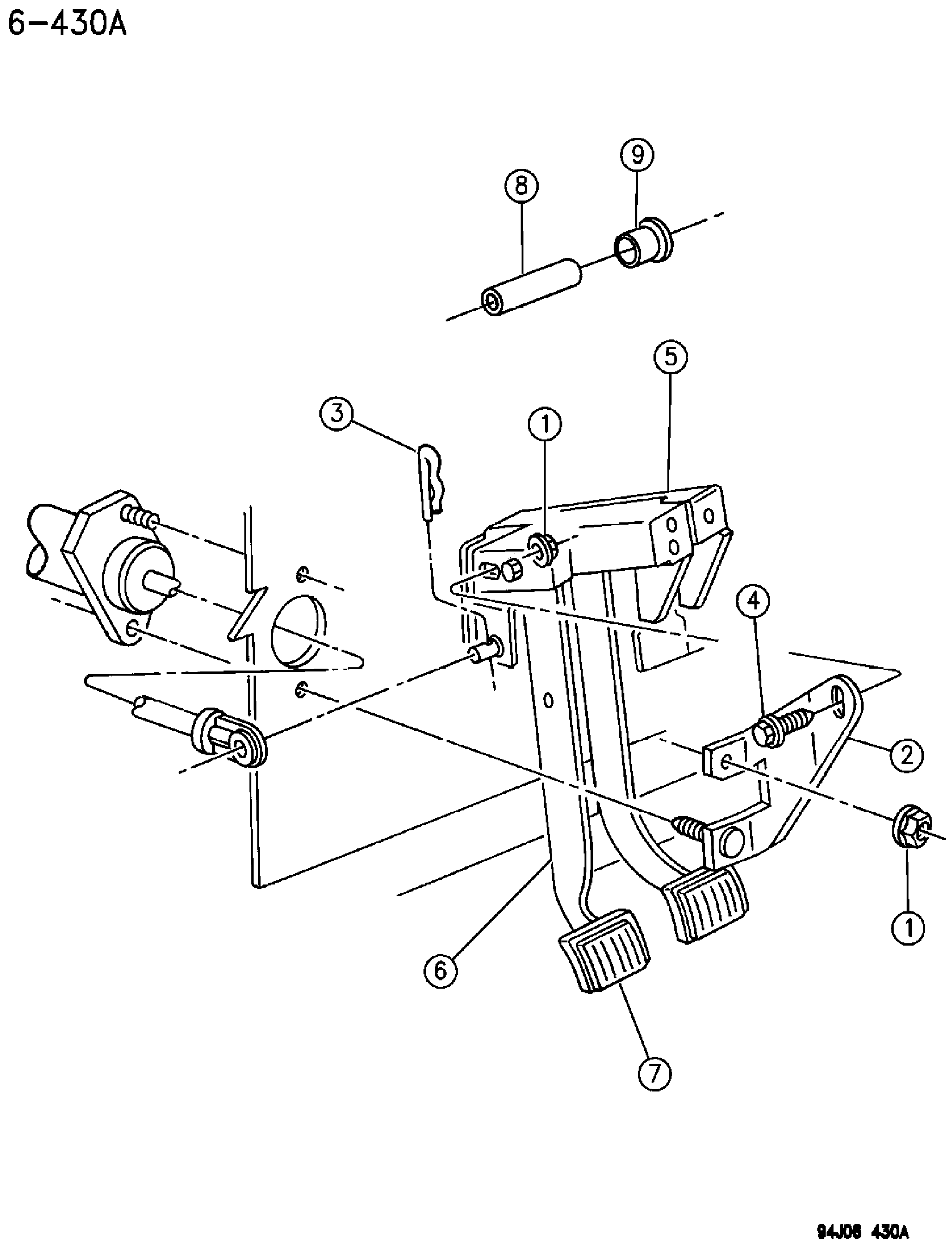Exploded view: PEDAL, CLUTCH CHEROKEE-RHD