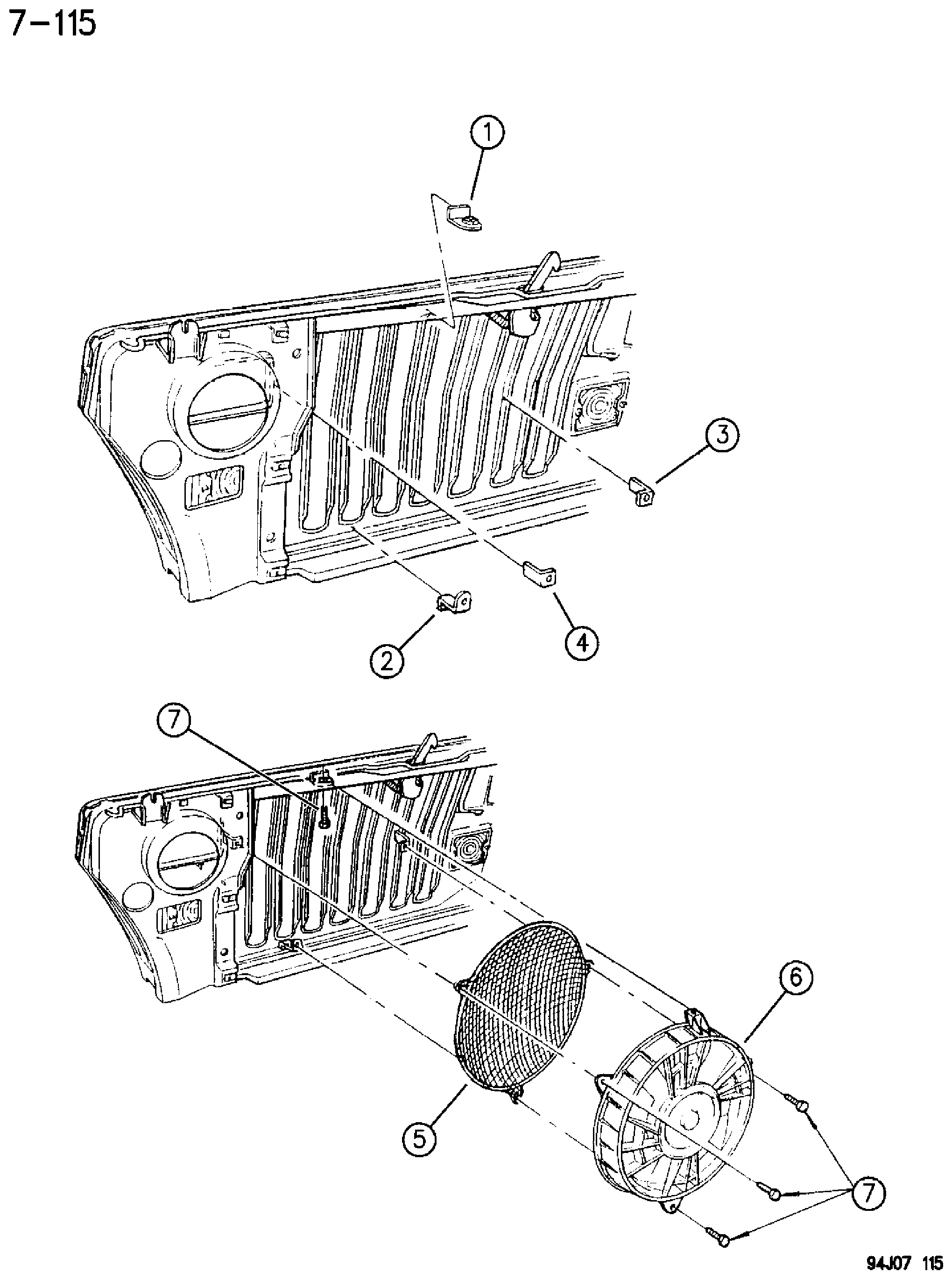 Exploded view: PUSHER FAN 4.0L ENGINE RHD Y1 BODY
