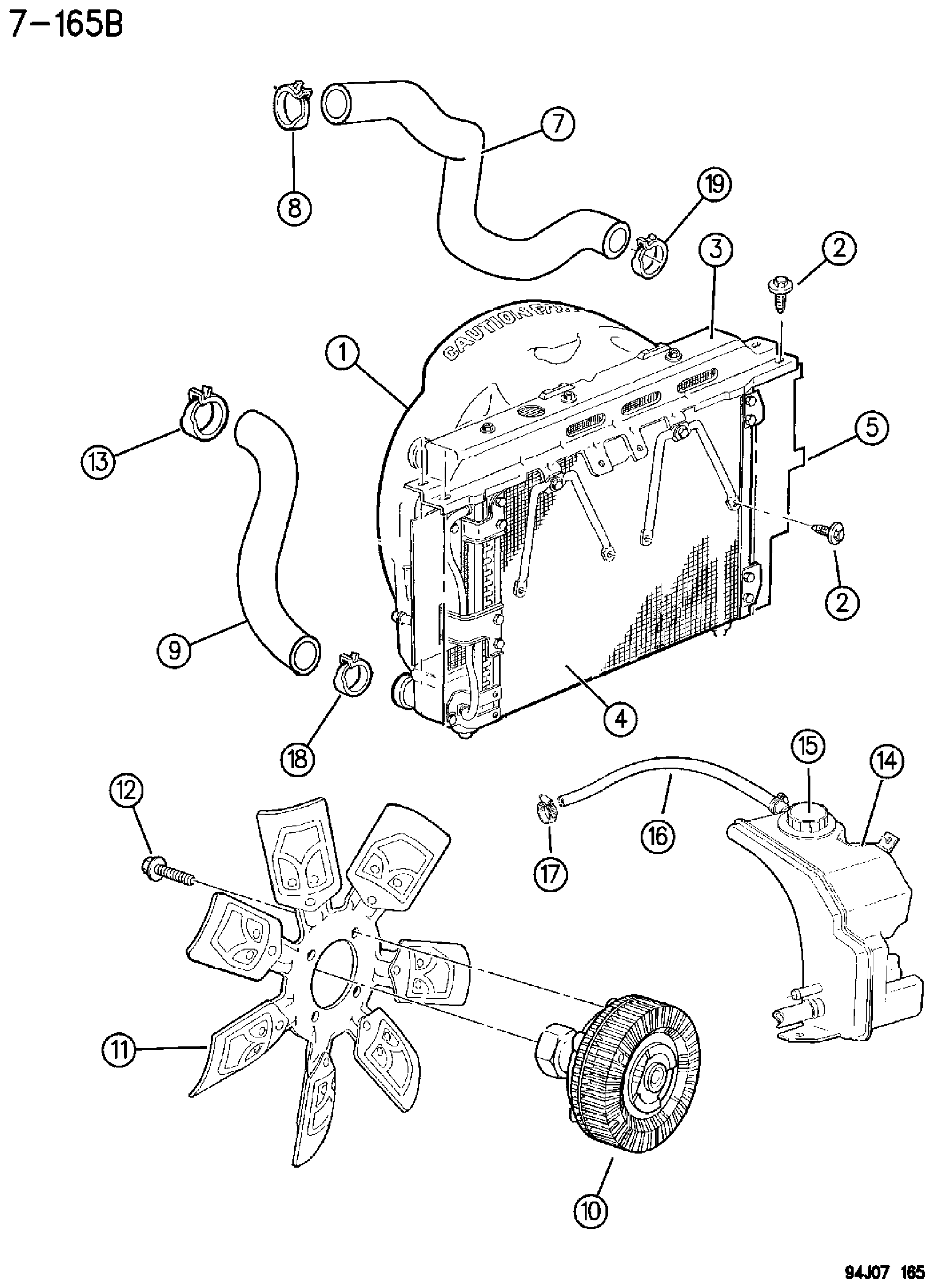 Exploded view: RADIATOR AND RELATED PARTS 2.5 DIESEL ENGINE ZG BODY