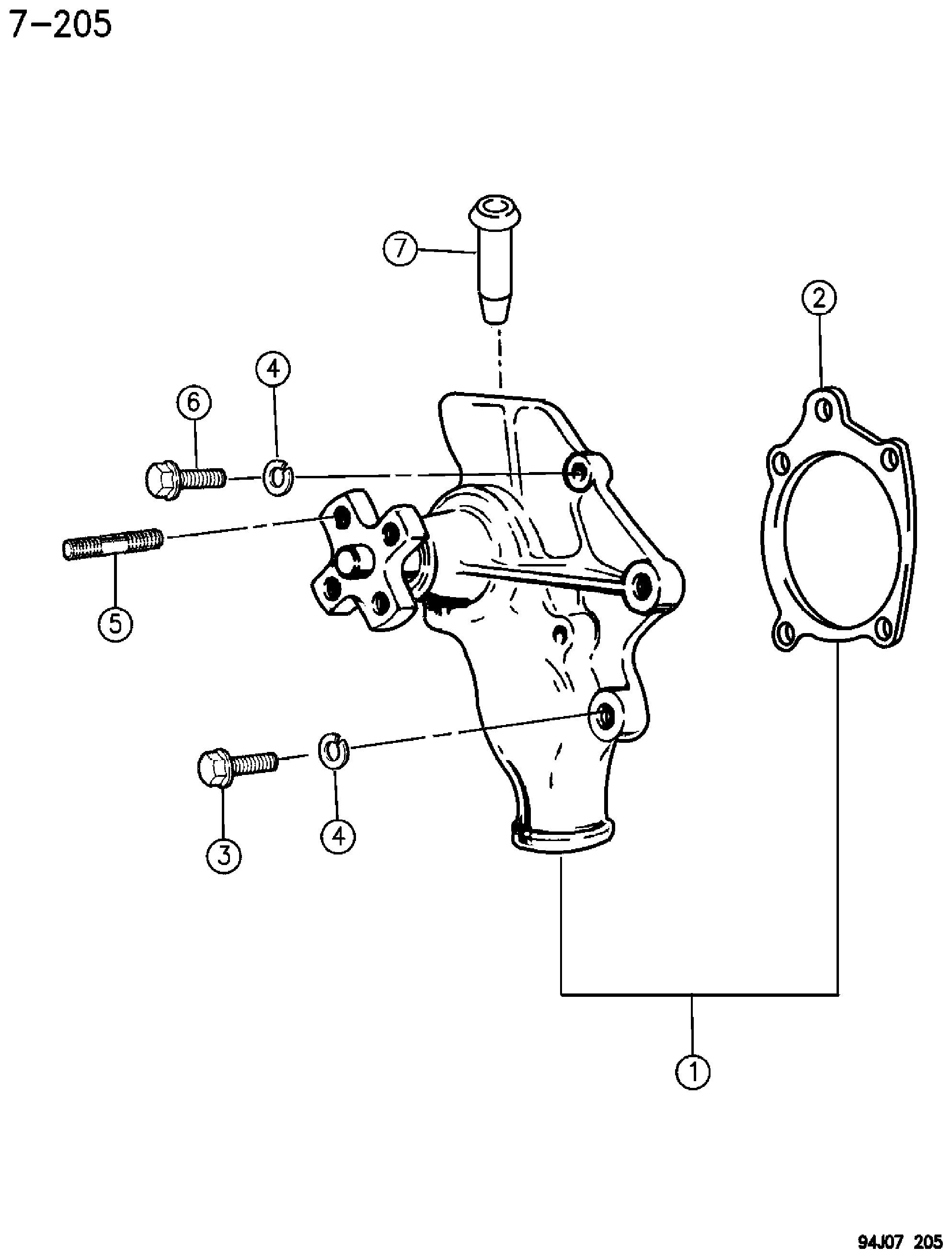Exploded view: WATER PUMP YJ BODY
