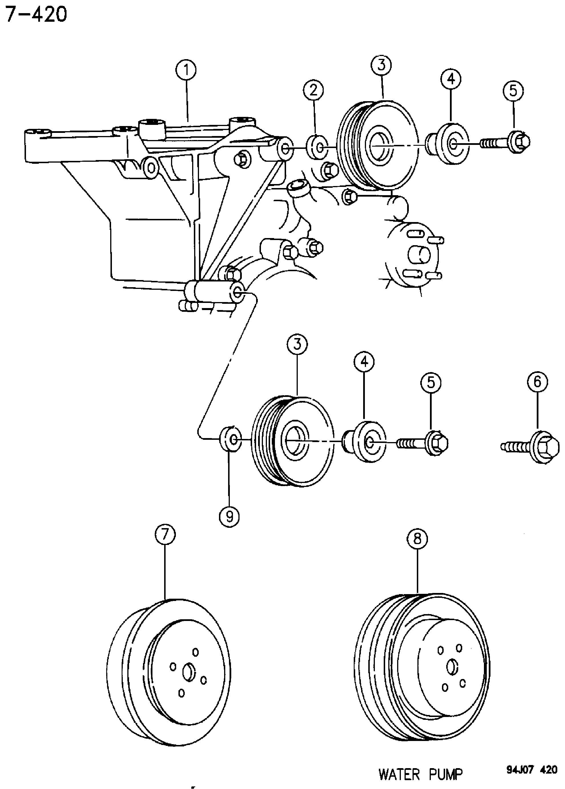 Exploded view: DRIVE PULLEYS 4.0 ENGINE ZJ, ZG BODY