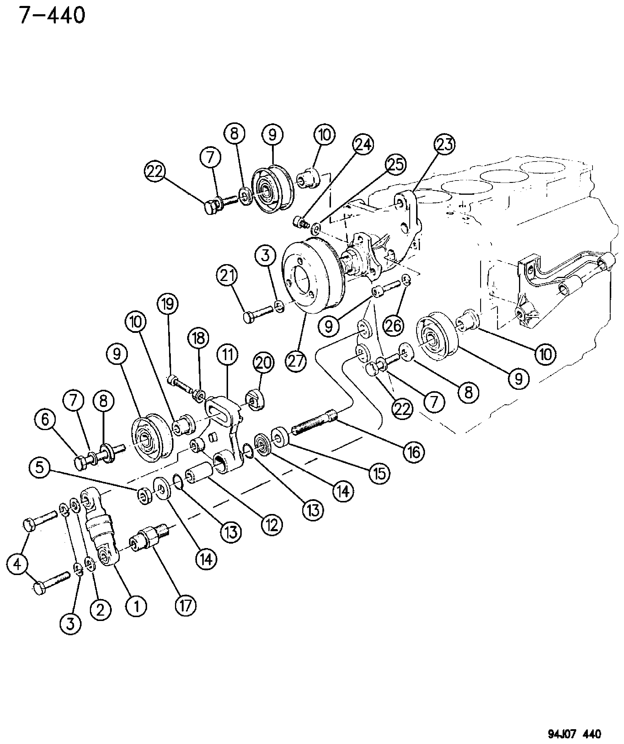 Exploded view: DRIVE PULLEYS 2.5 DIESEL ENGINE ZG BODY