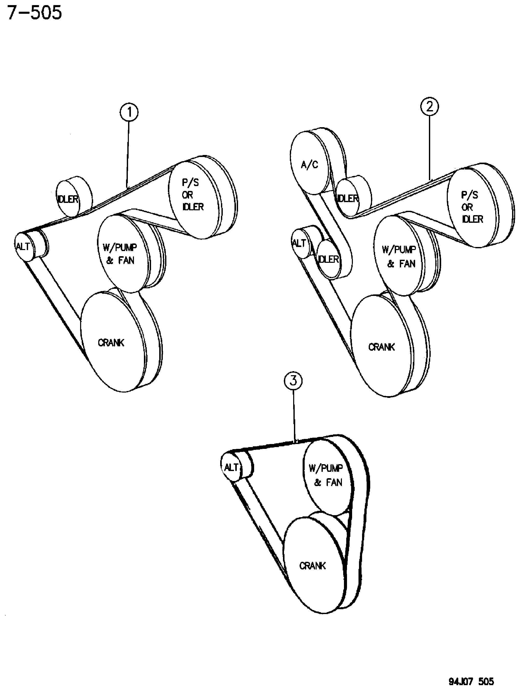 Exploded view: DRIVE BELTS YJ BODY