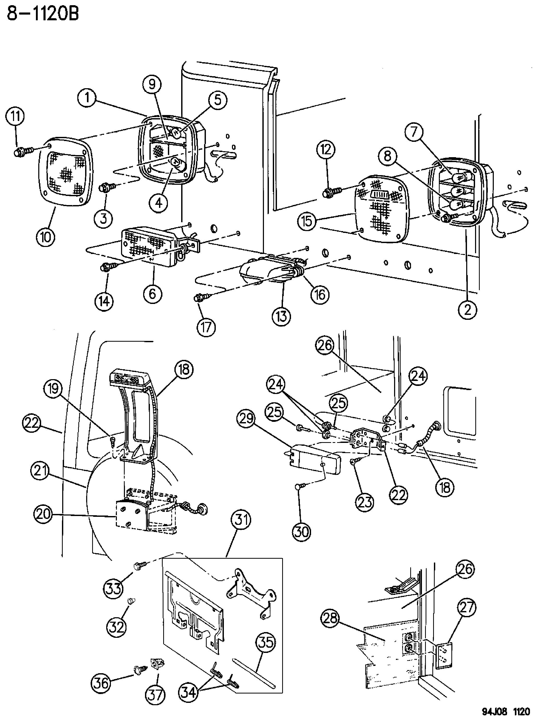 Exploded view: LAMPS--REAR WRANGLER