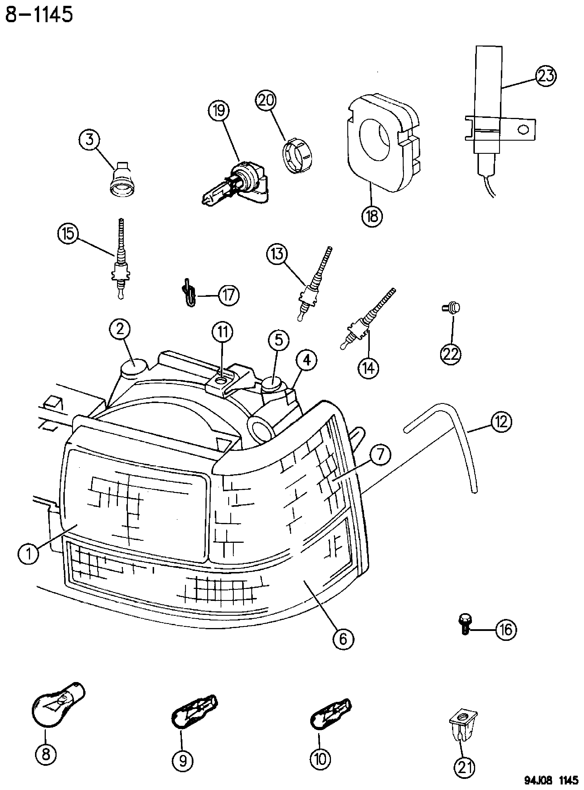 Exploded view: LAMPS--FRONT GRAND CHEROKEE