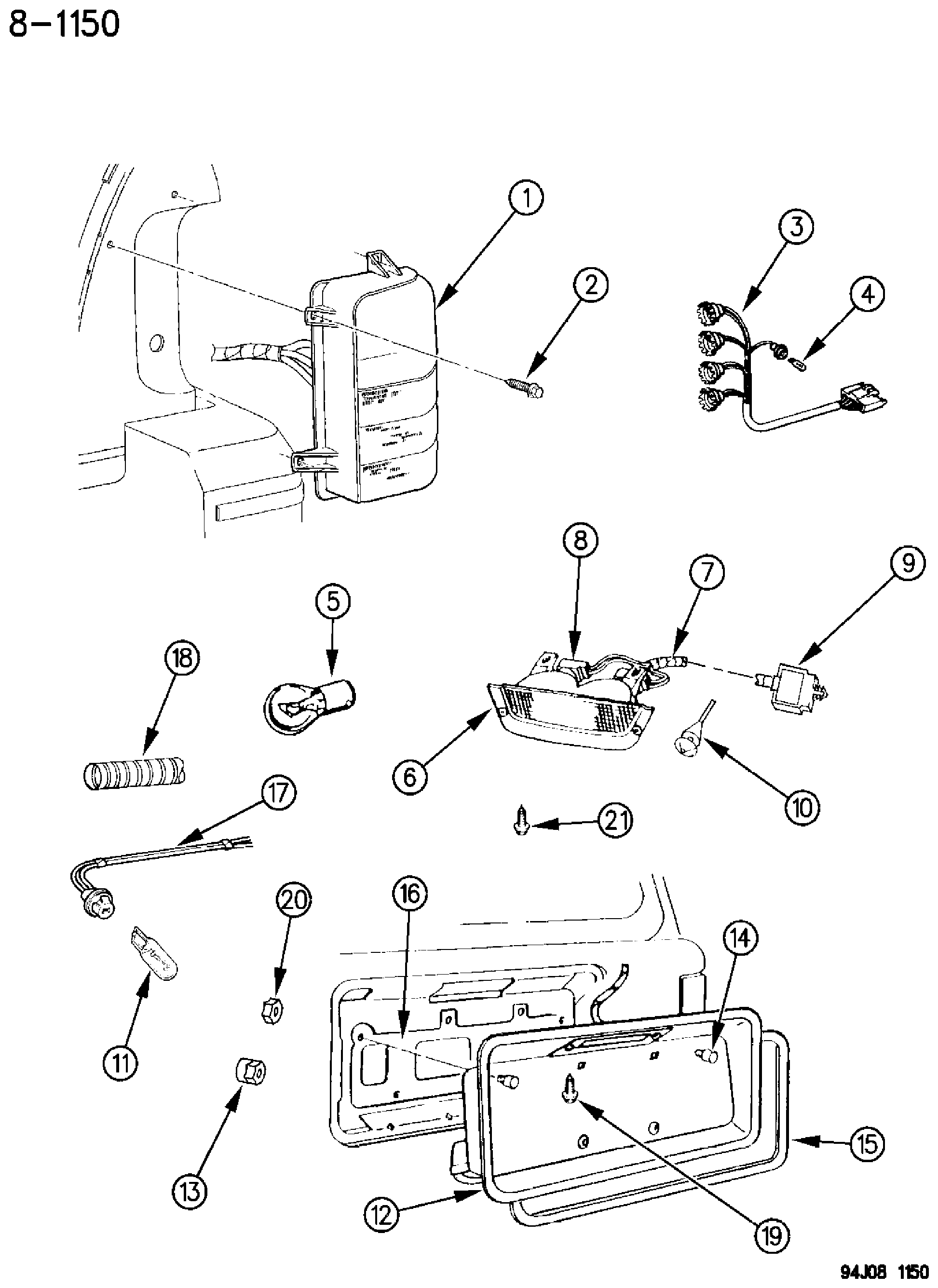 Exploded view: LAMPS--REAR GRAND CHEROKEE