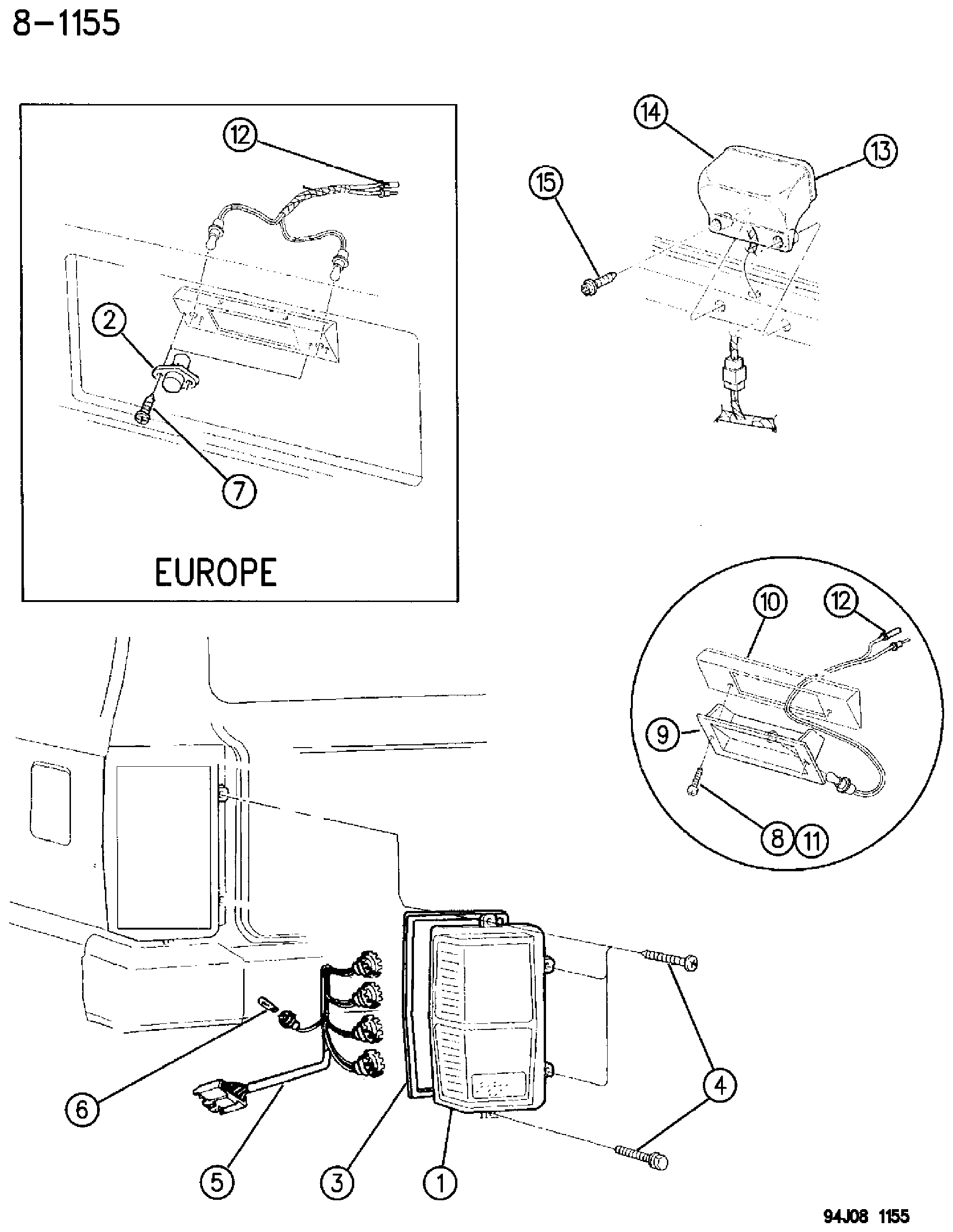 Exploded view: LAMPS--REAR CHEROKEE
