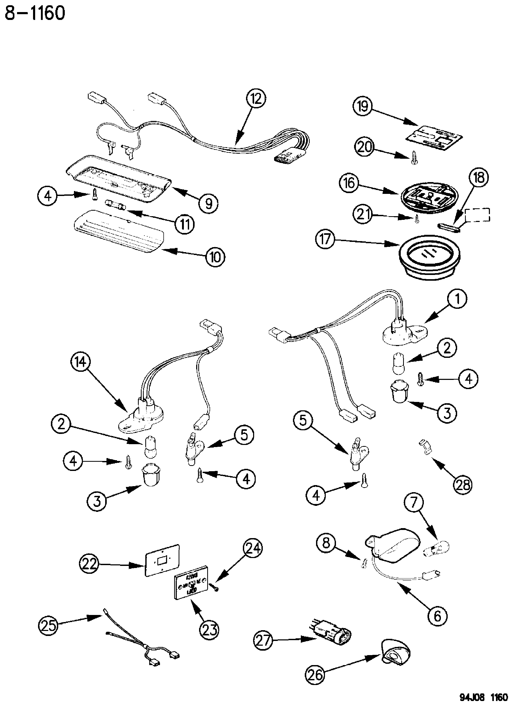 Exploded view: LAMPS--CARGO-DOME-COURTESY-UNDERHOOD WRANGLER