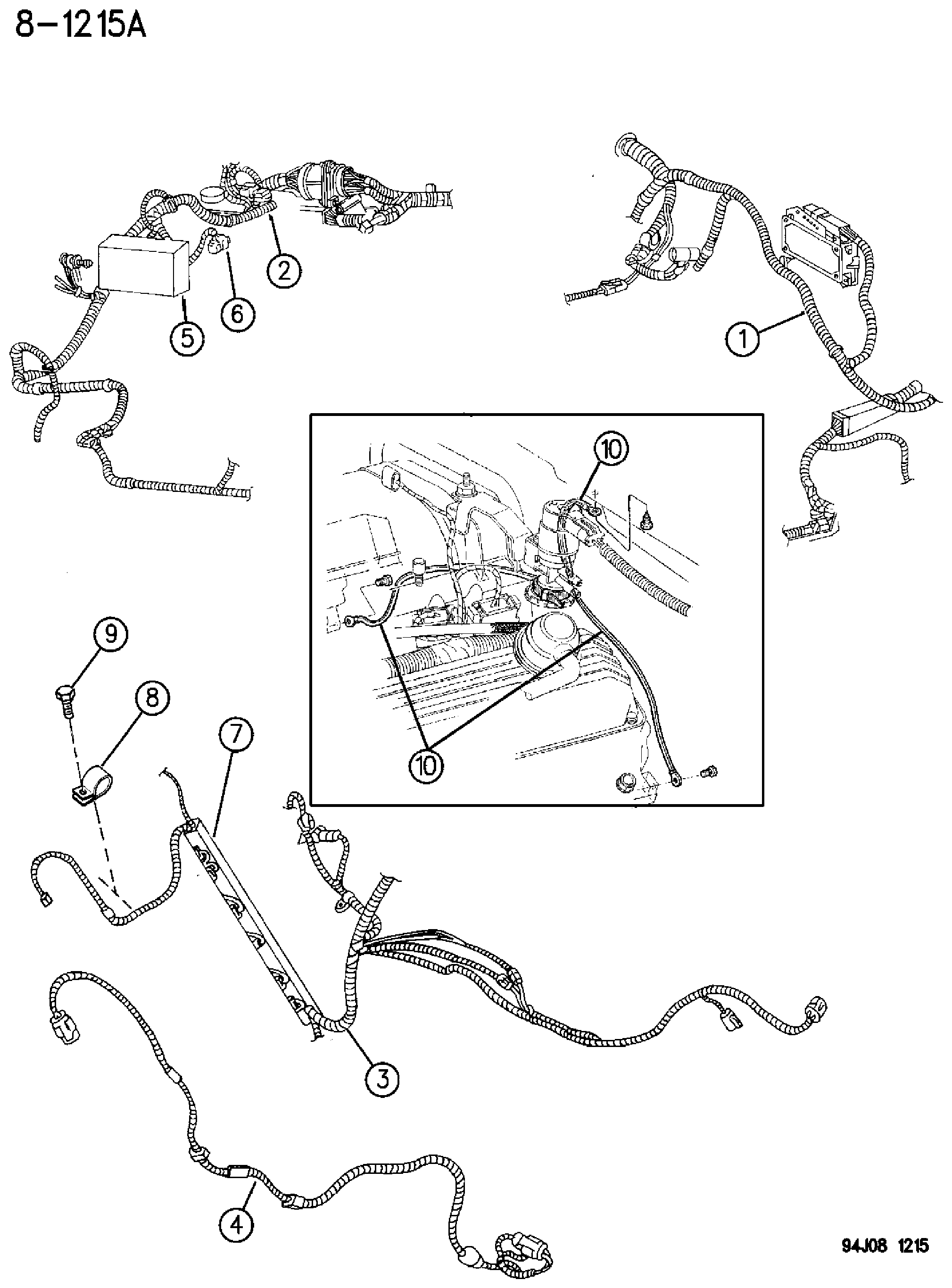 Exploded view: WIRING--ENGINE AND RELATED PARTS GRAND CHEROKEE