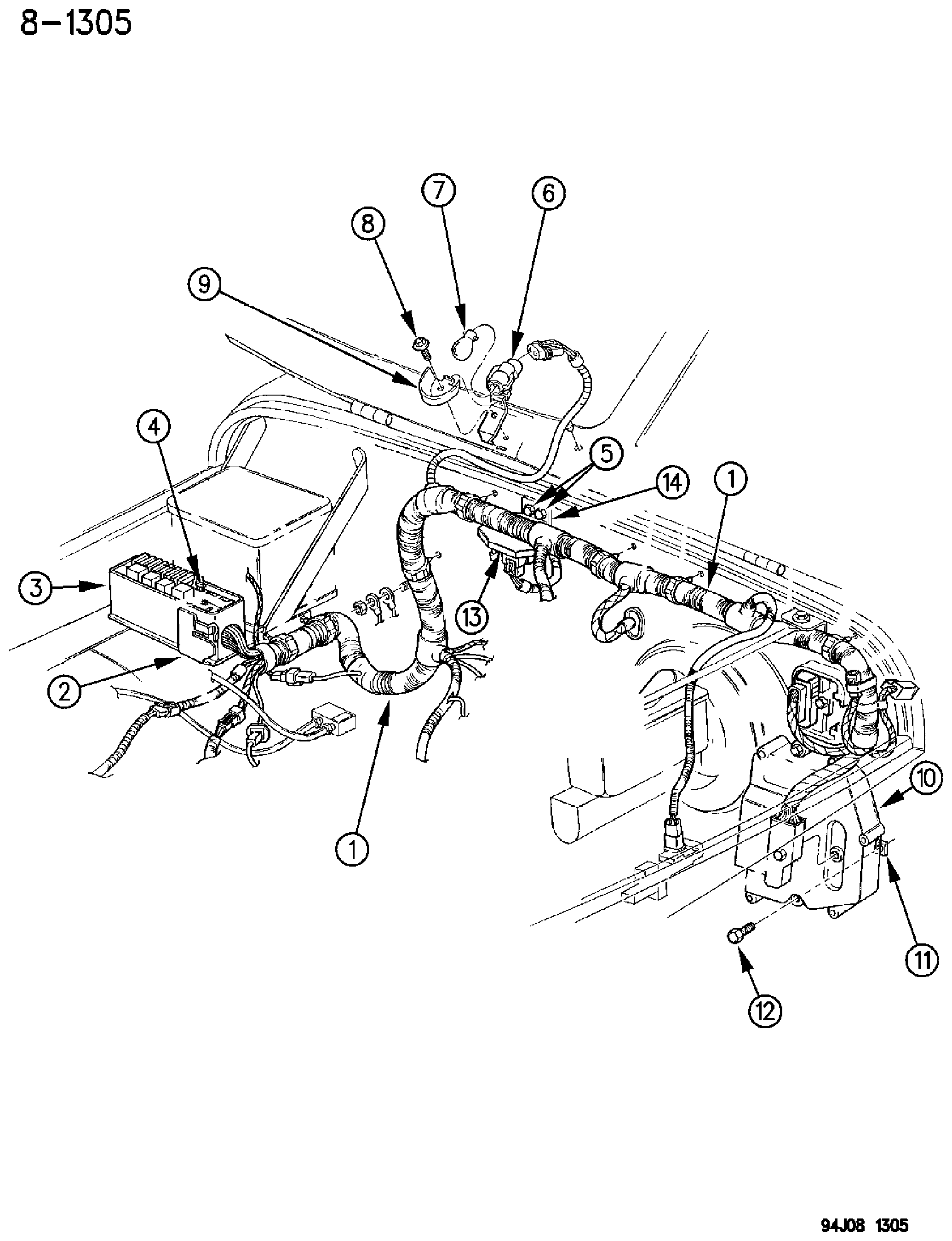 Exploded view: WIRING--HEADLAMP TO DASH WRANGLER