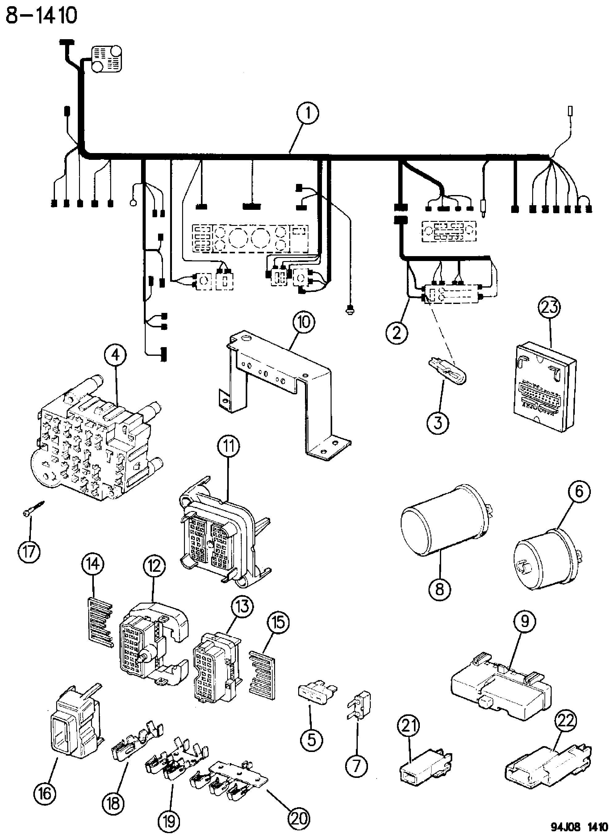 Exploded view: WIRING--INSTRUMENT PANEL CHEROKEE
