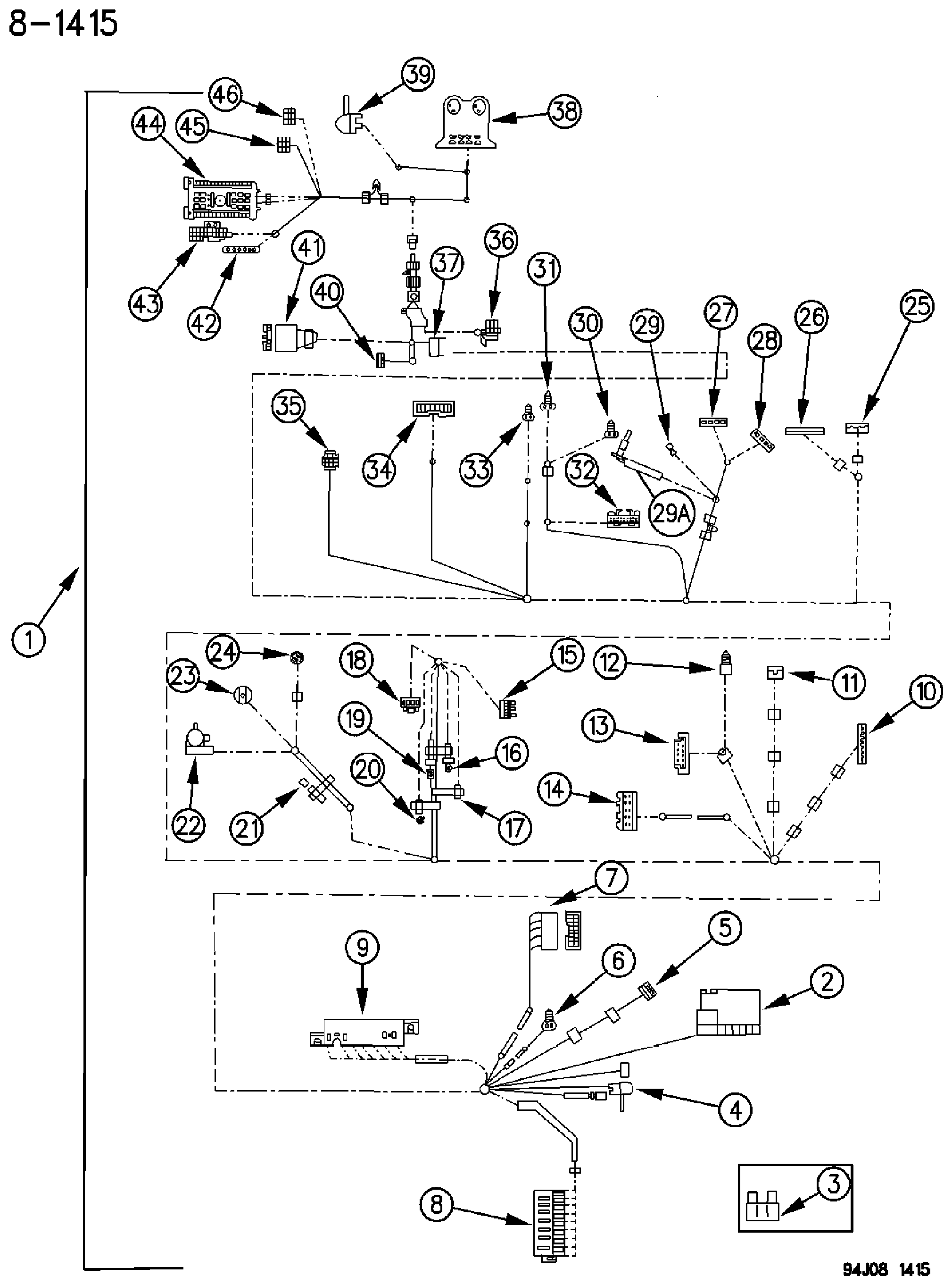 Exploded view: WIRING--INSTRUMENT PANEL GRAND CHEROKEE