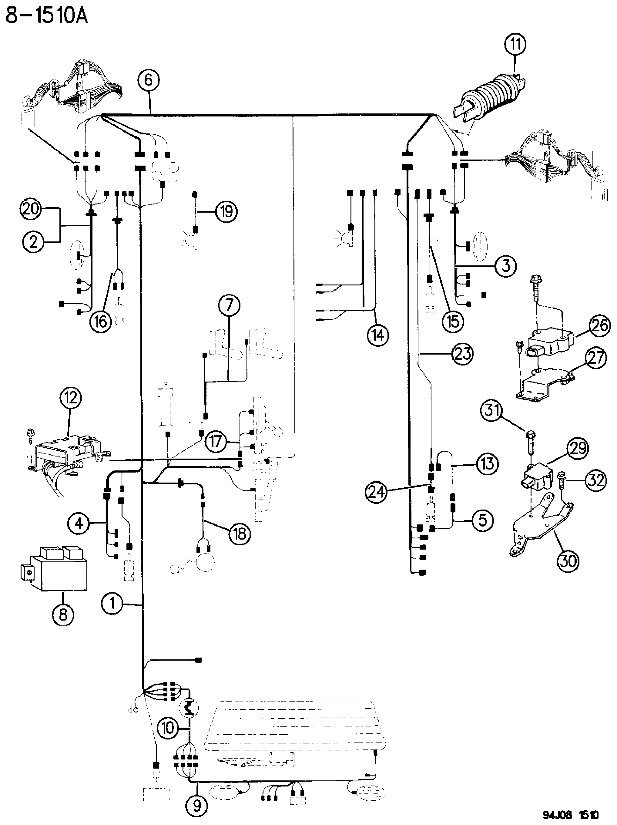 Exploded view: WIRING--BODY AND ACCESSORY CHEROKEE