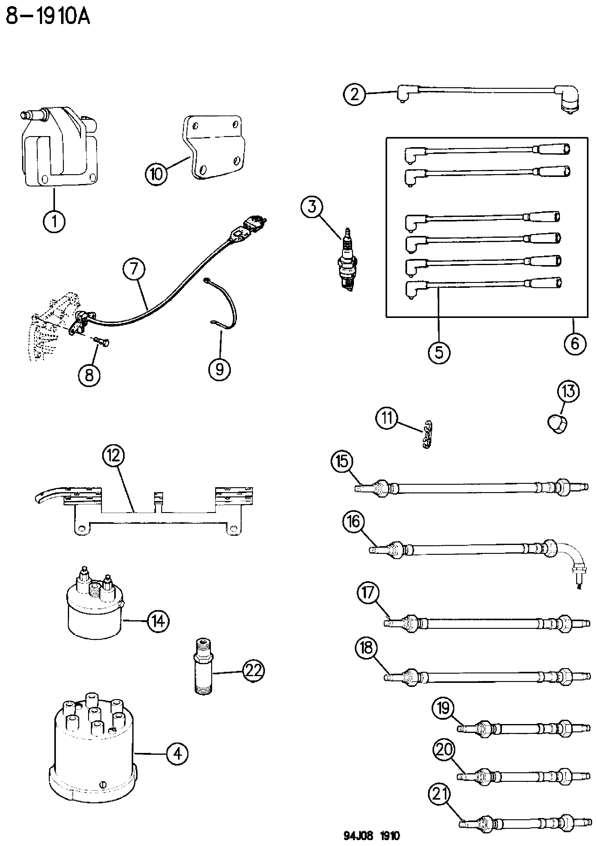 Exploded view: COIL--SPARKPLUGS--WIRES 4.0 ENGINE