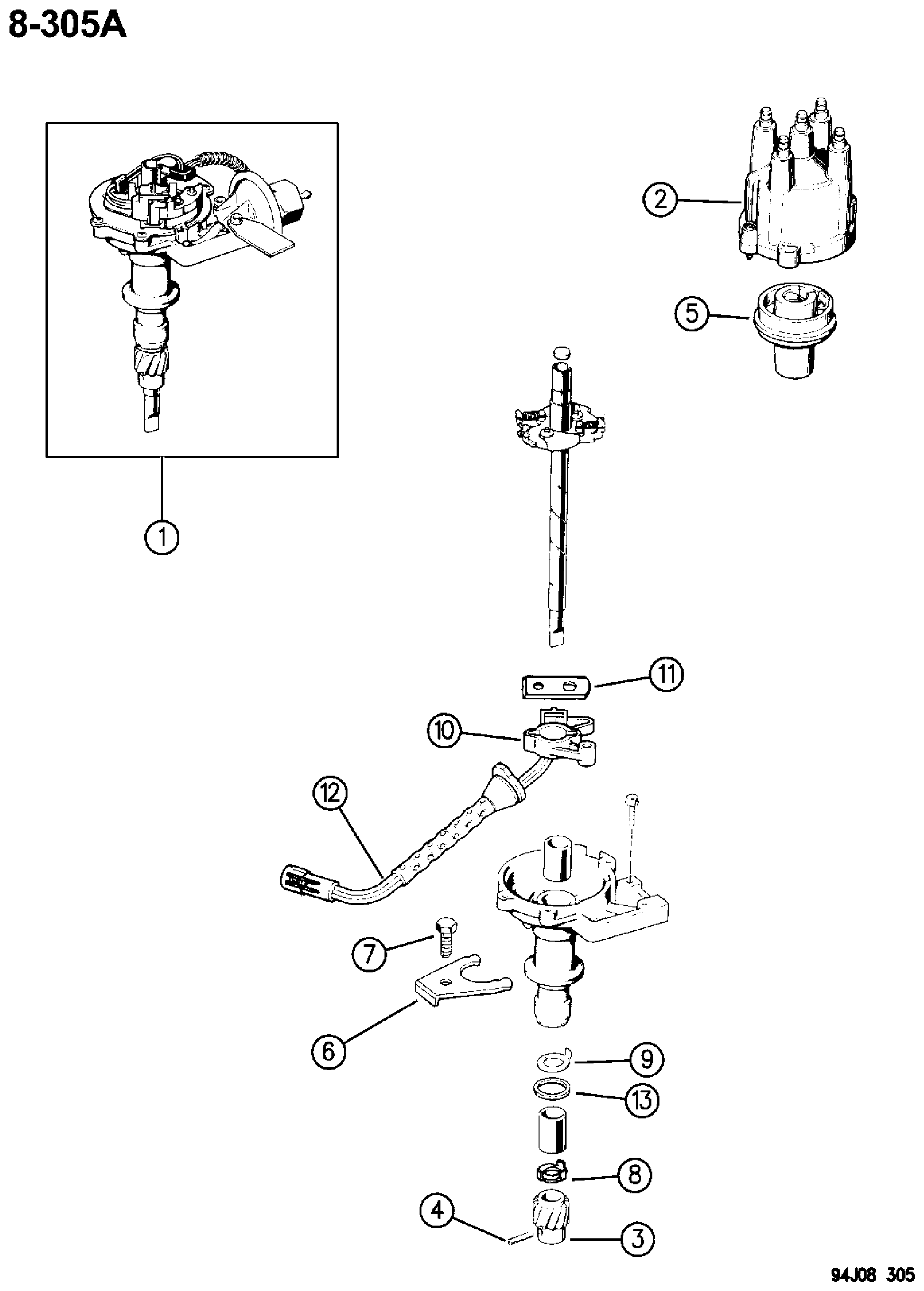 Exploded view: DISTRIBUTOR 2.5 ENGINE