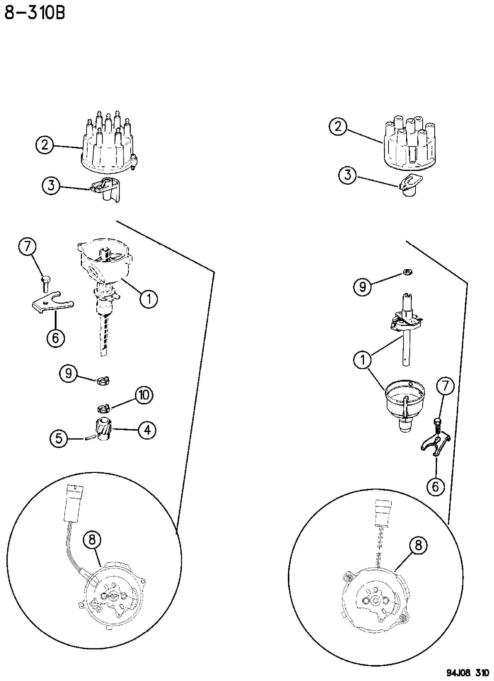 Exploded view: DISTRIBUTOR 4.0 ENGINE