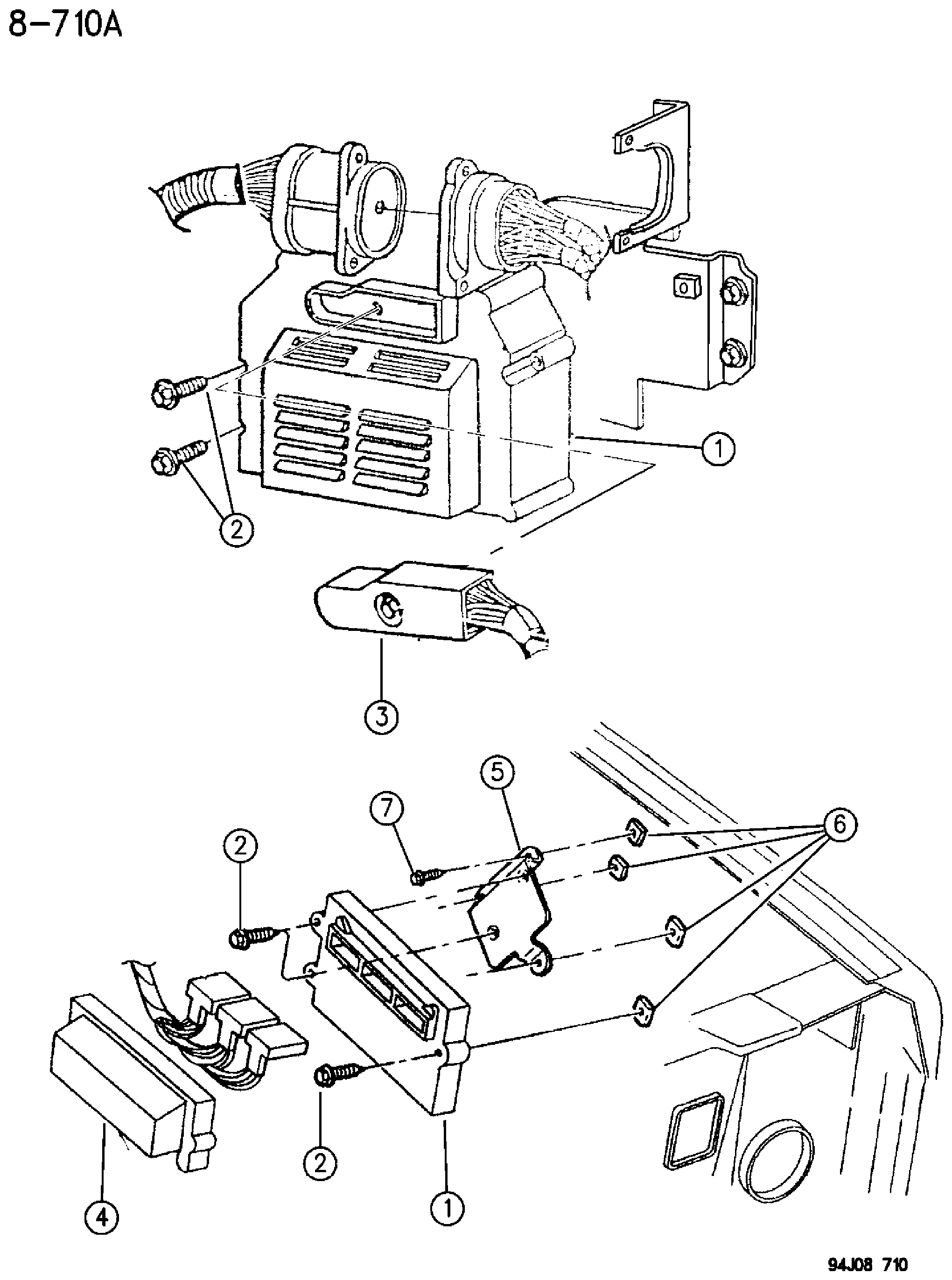 Exploded view: SINGLE BOARD ENGINE CONTROLLERS (POWERTRAIN CONTROL MODULE) XJ