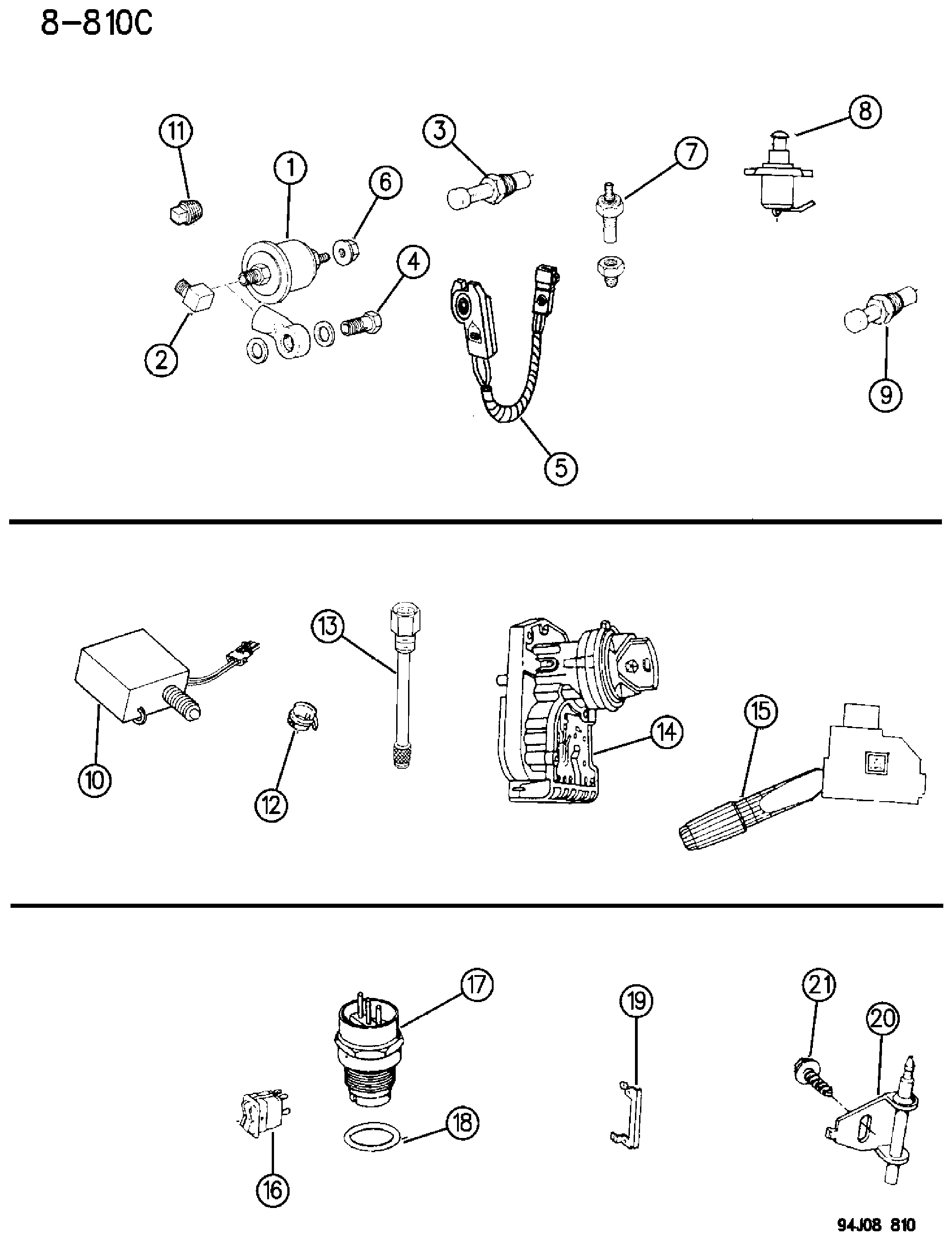 Exploded view: SWITCHES AND SENDING UNITS ALL MODELS
