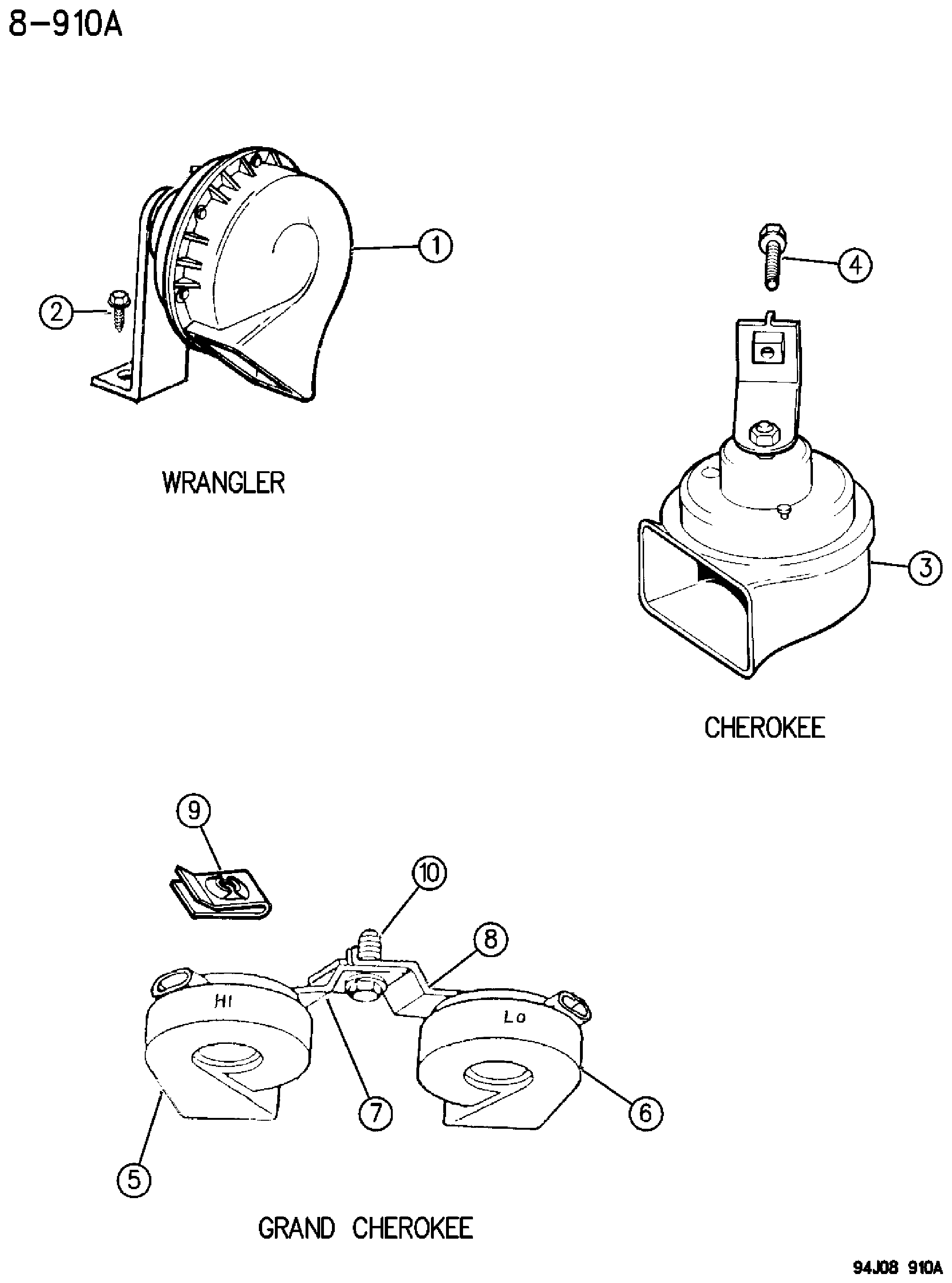 Exploded view: HORNS ALL