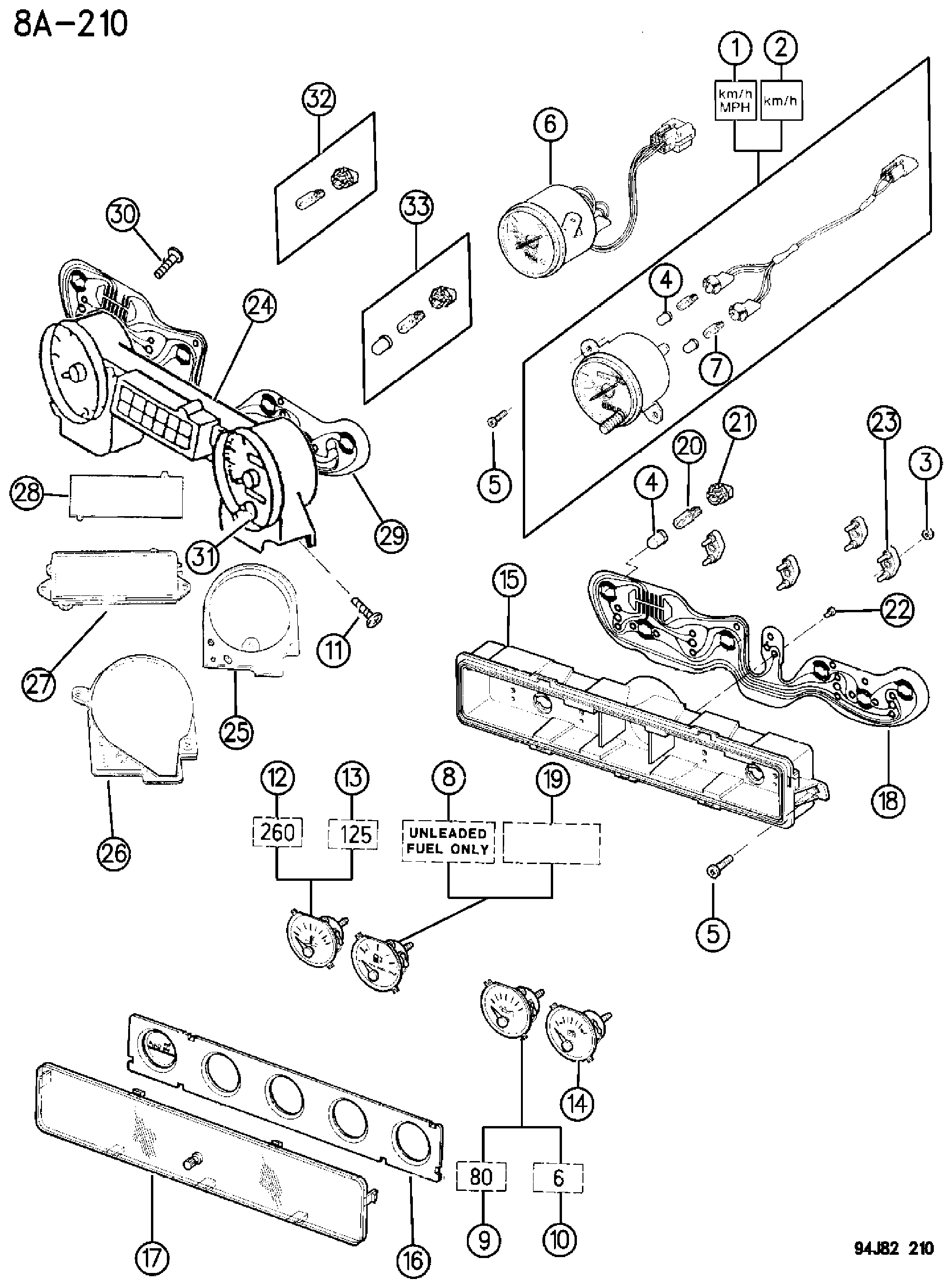 Exploded view: INSTRUMENT CLUSTER WRANGLER YJ