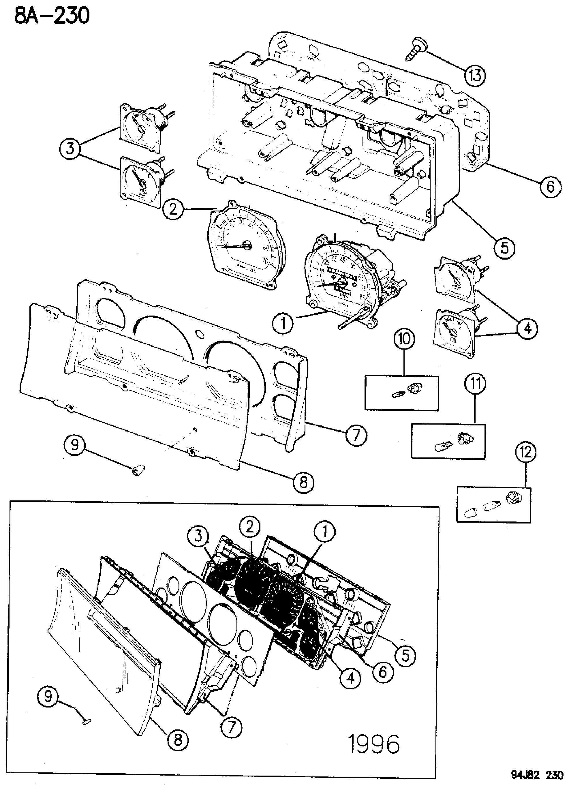 Exploded view: INSTRUMENT CLUSTER GRAND CHEROKEE