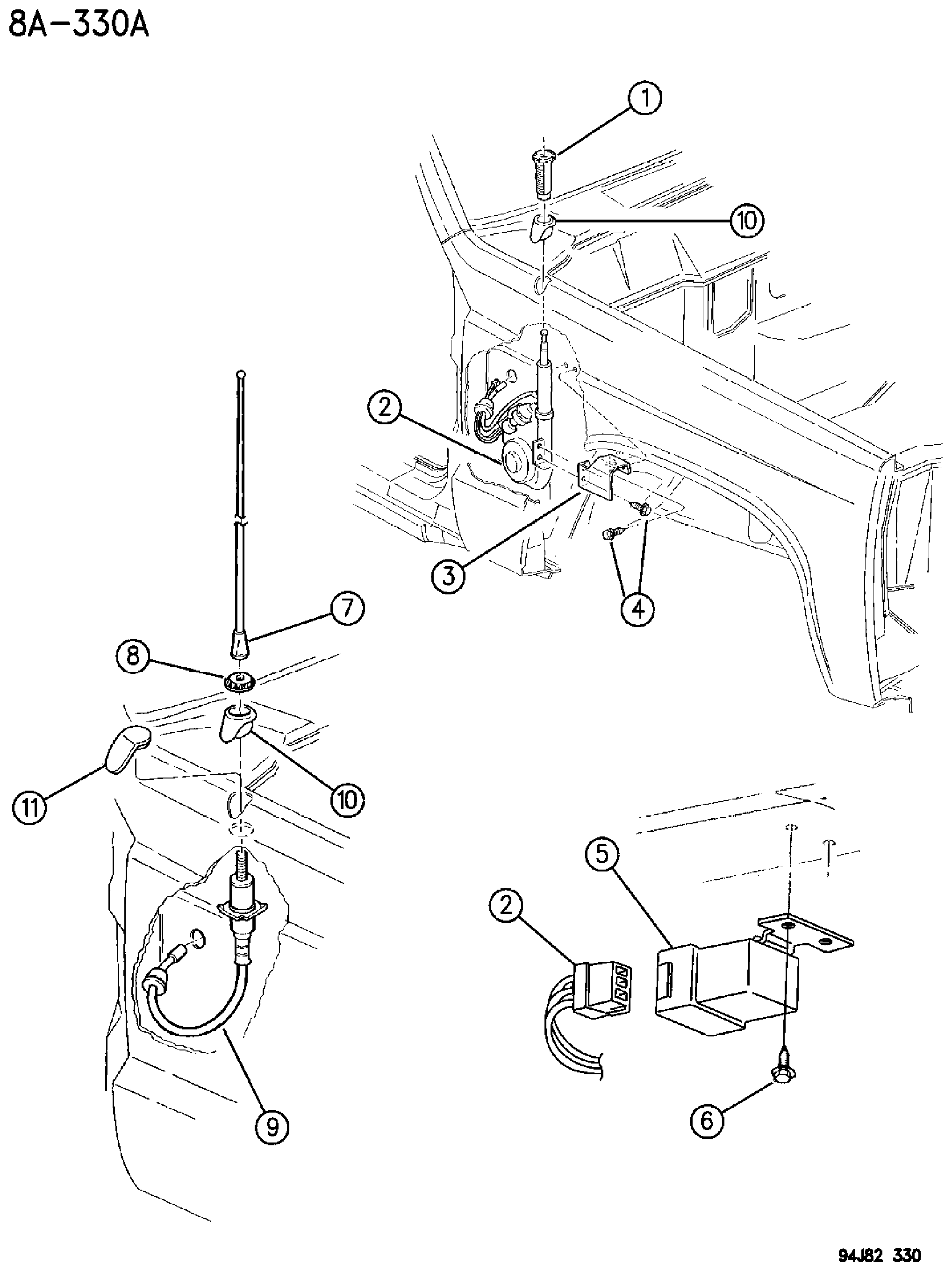 Exploded view: ANTENNA CHEROKEE