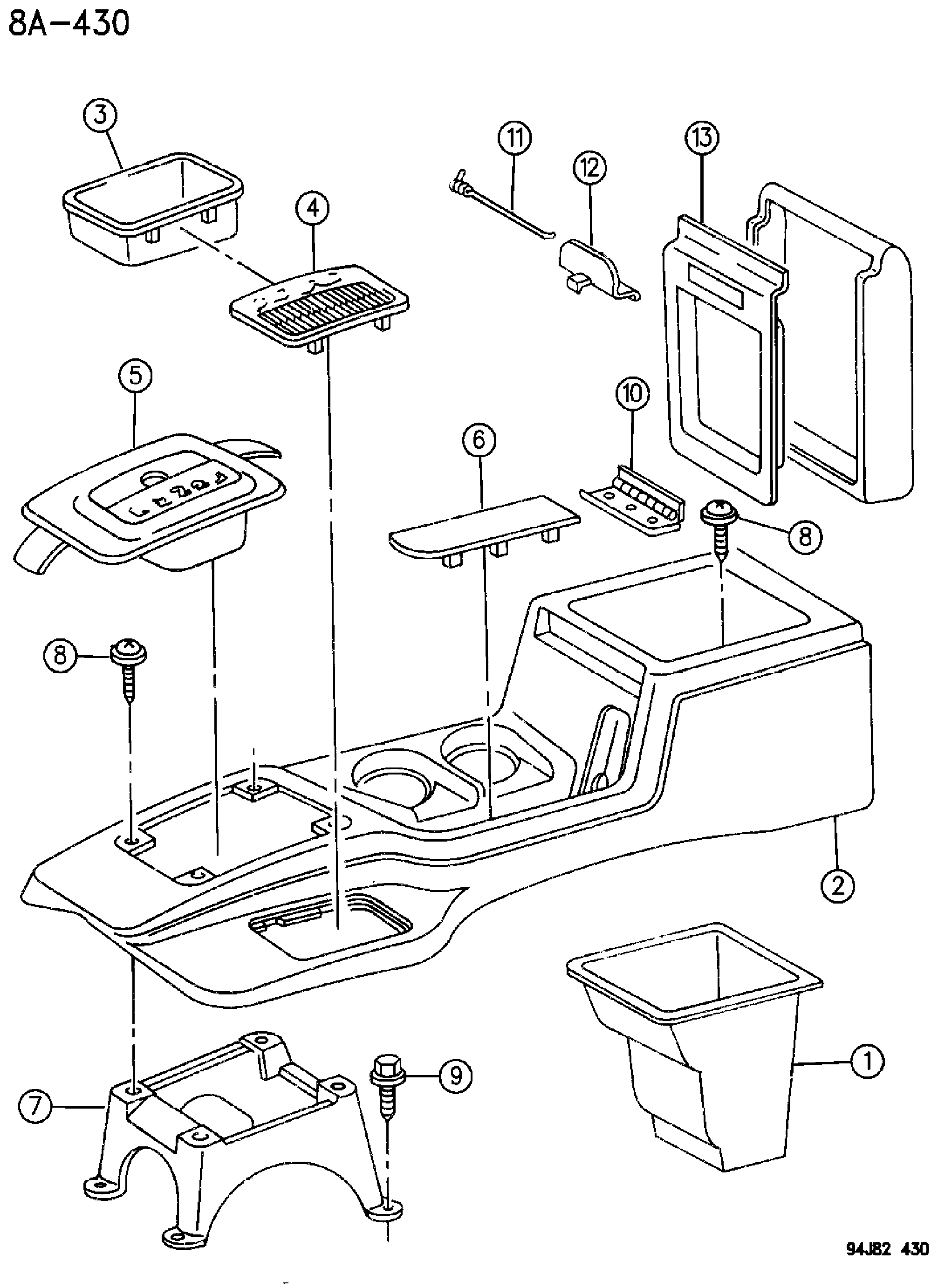 Exploded view: CONSOLE GRAND CHEROKEE