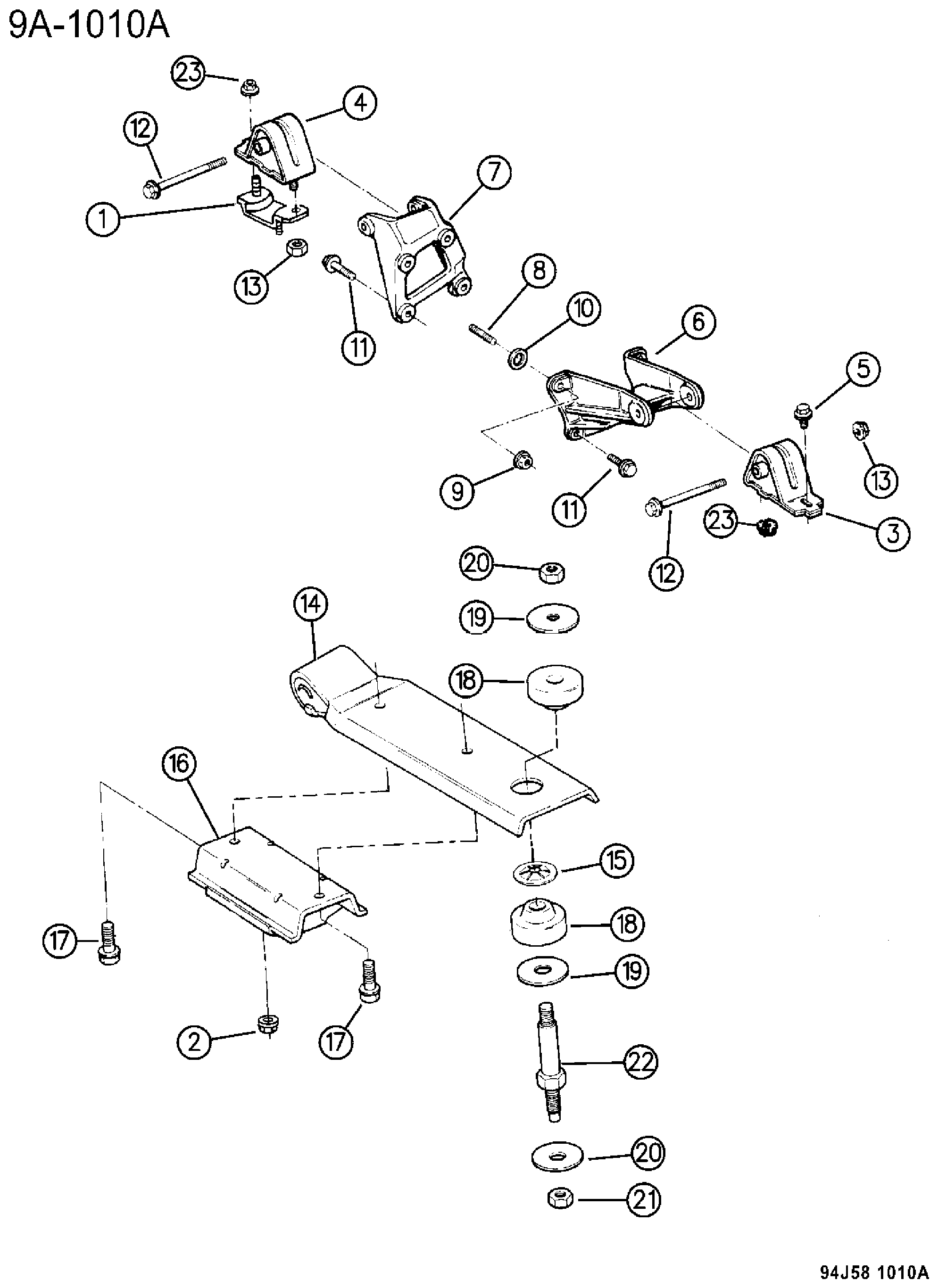 Exploded view: ENGINE MOUNTING 2.5L ENGINE YJ BODY