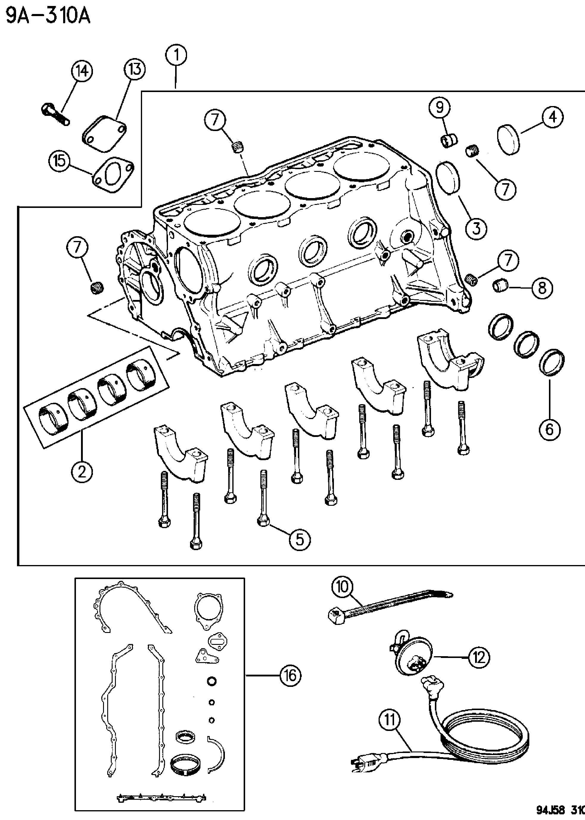Exploded view: CYLINDER BLOCK 2.5L ENGINE