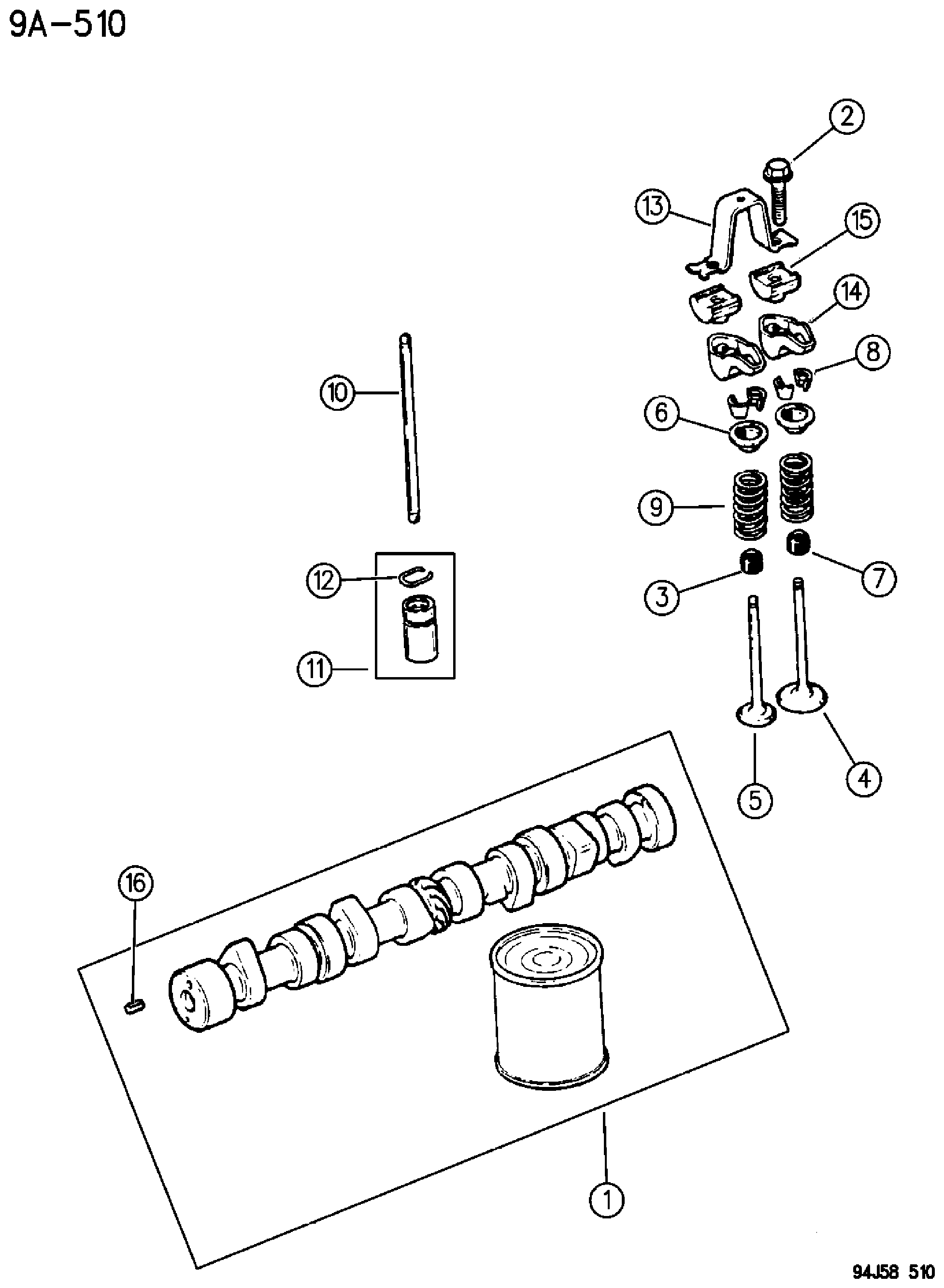 Exploded view: CAMSHAFT AND VALVE 2.5L ENGINE