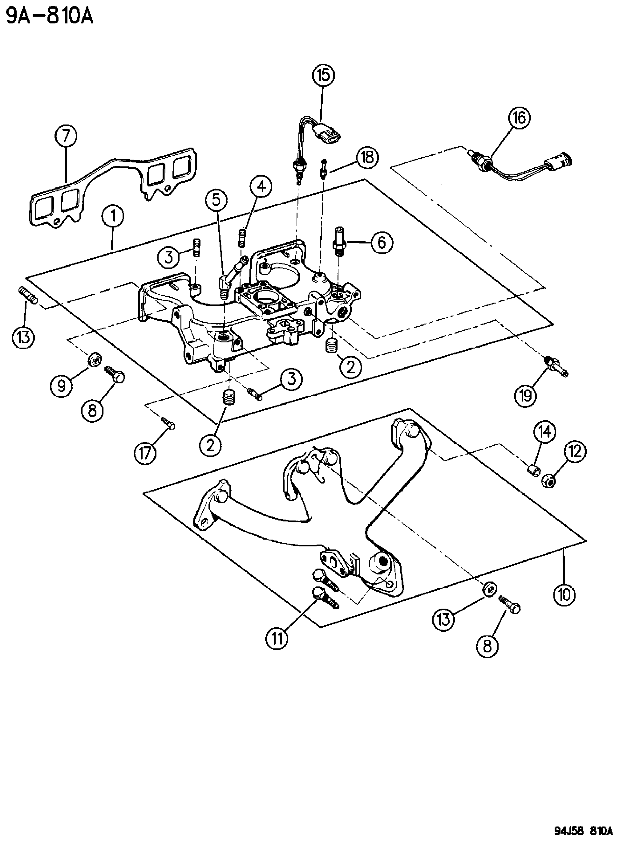 Exploded view: MANIFOLD, INTAKE AND EXHAUST 2.5L EFI ENGINE