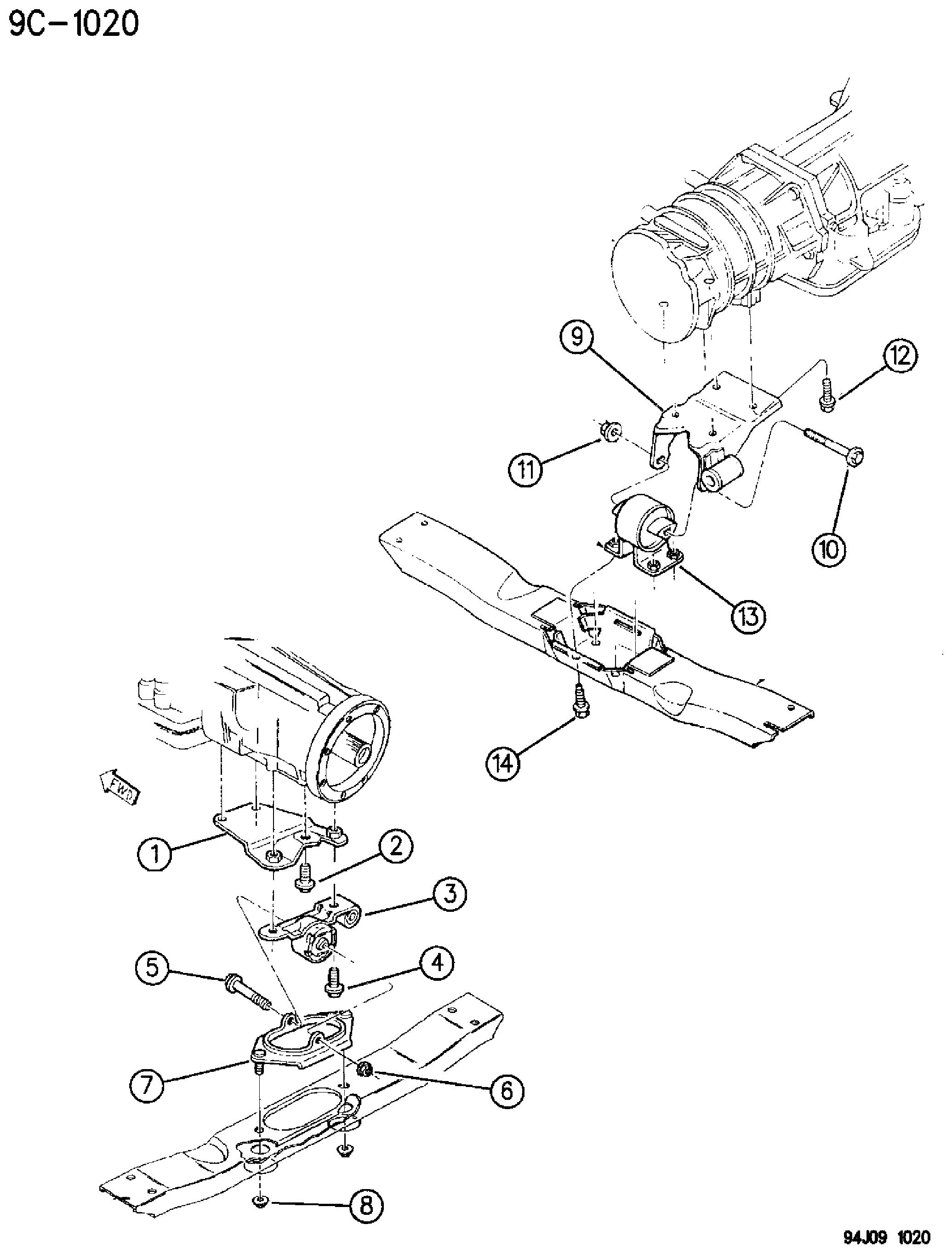 Exploded view: ENGINE MOUNTS, REAR 5.2L ENGINE