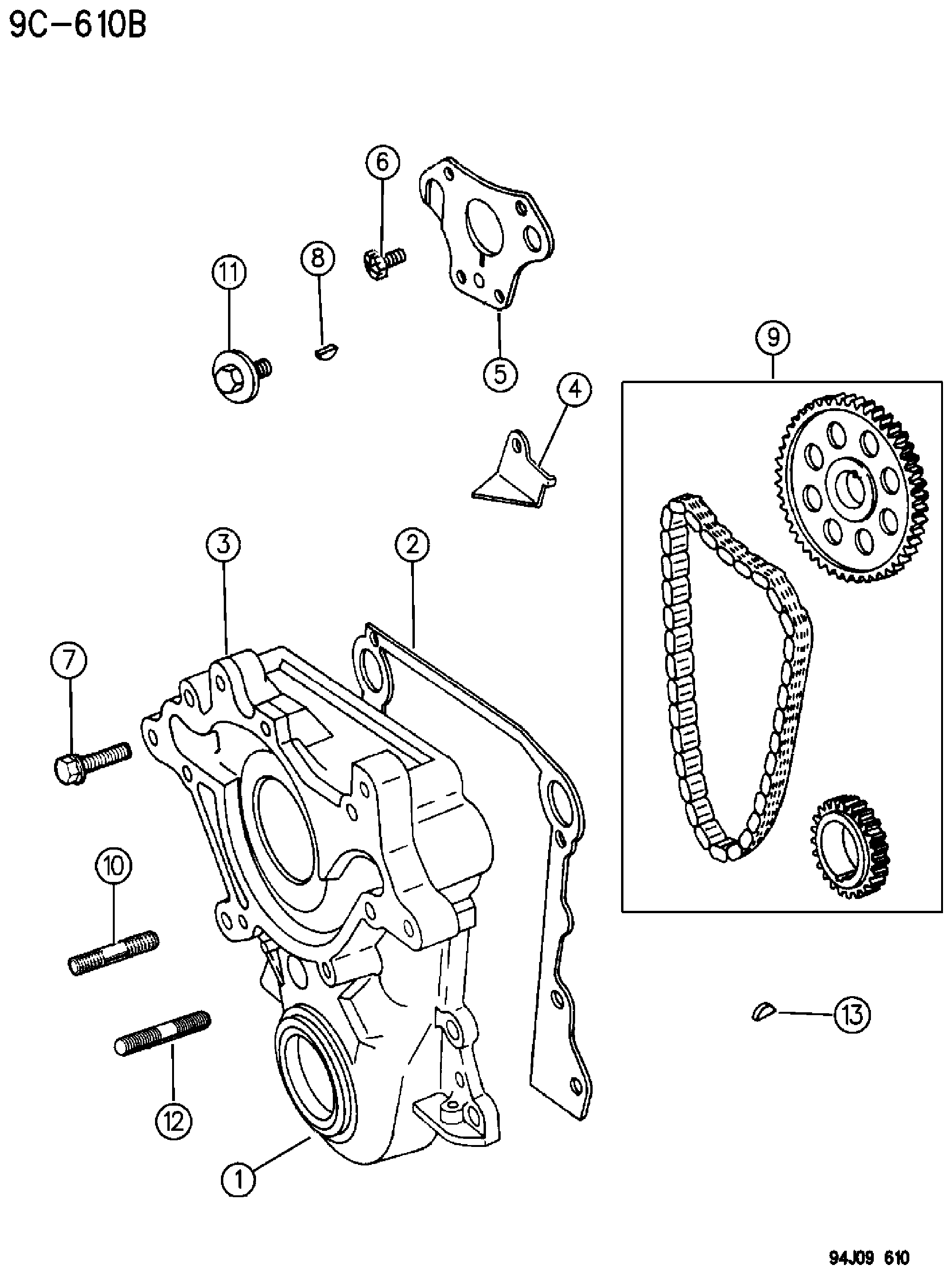 Exploded view: TIMING COVER AND INDICATOR 5.2L ENGINE