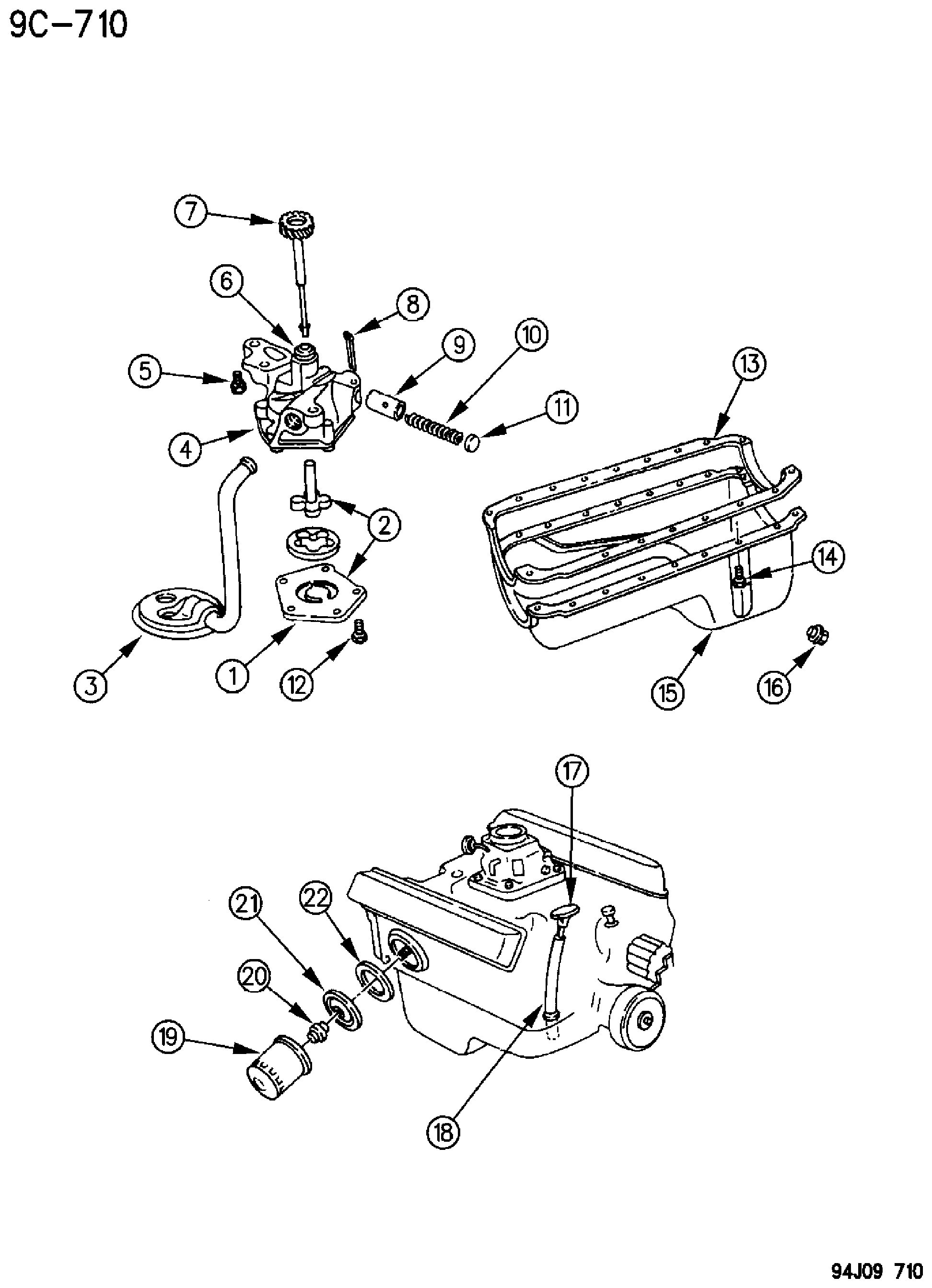 Exploded view: ENGINE OILING 5.2L ENGINE