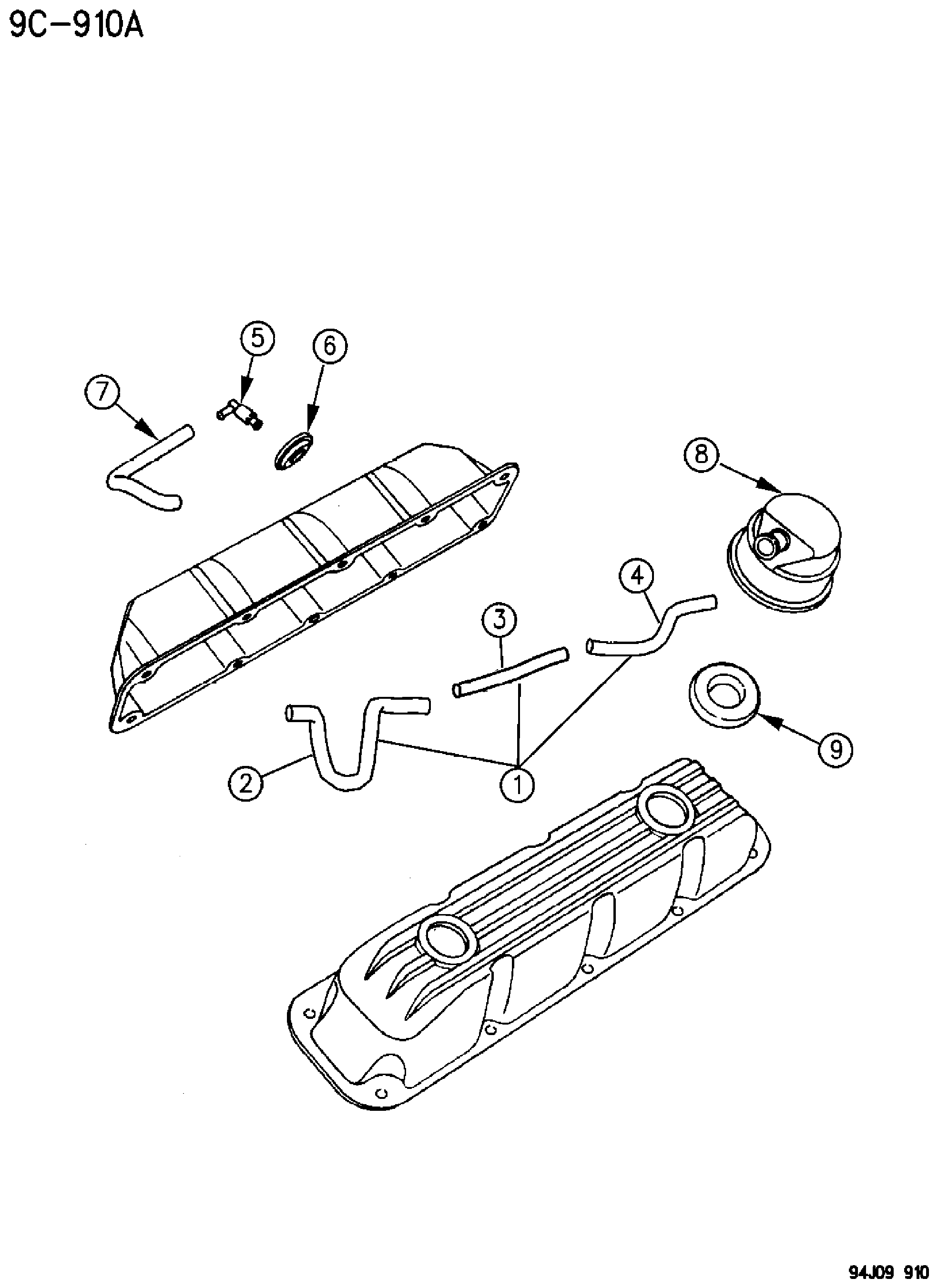 Exploded view: CRANKCASE VENTILATION 5.2L ENGINE