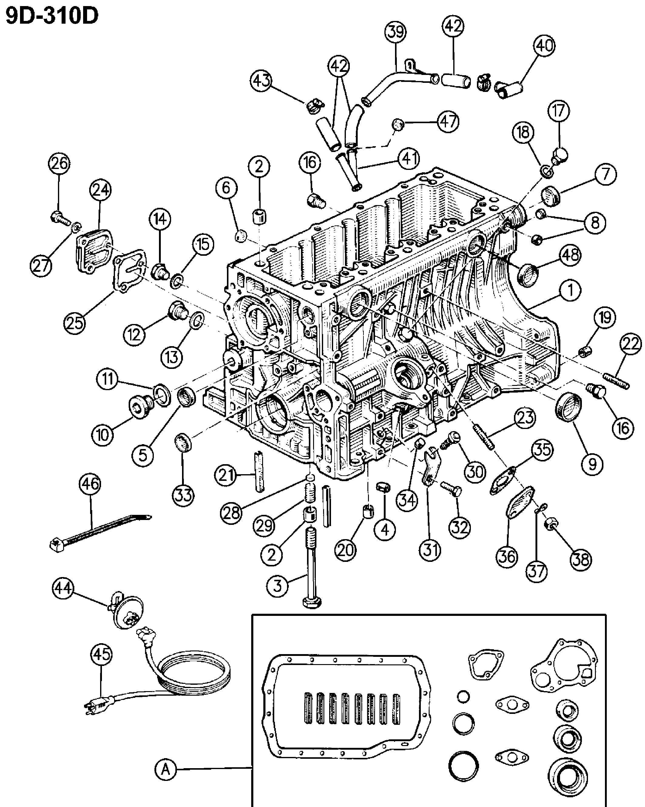 Exploded view: ENGINE BLOCK 2.1L DIESEL ENGINE