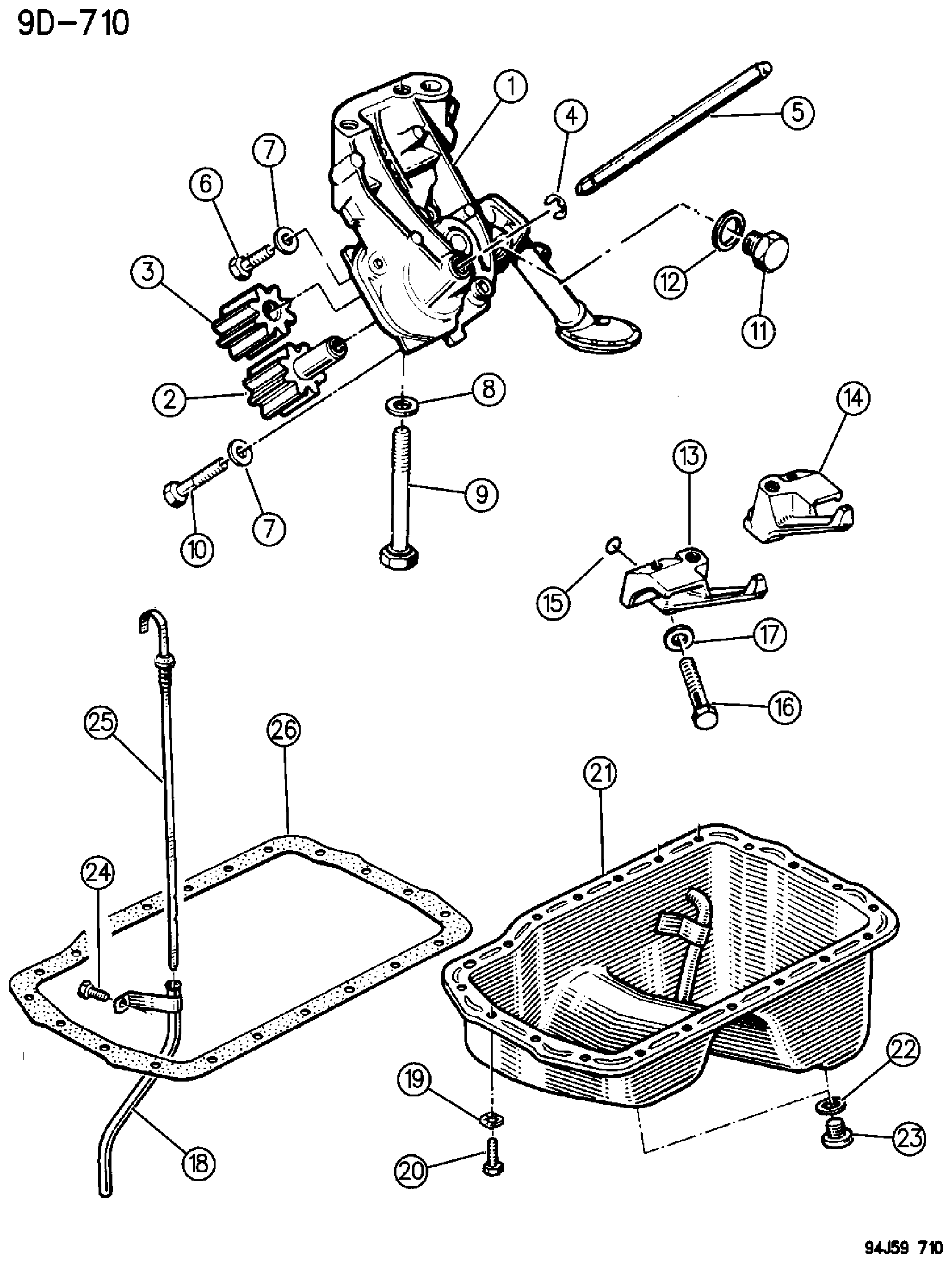 Exploded view: ENGINE OILING 2.1L DIESEL ENGINE