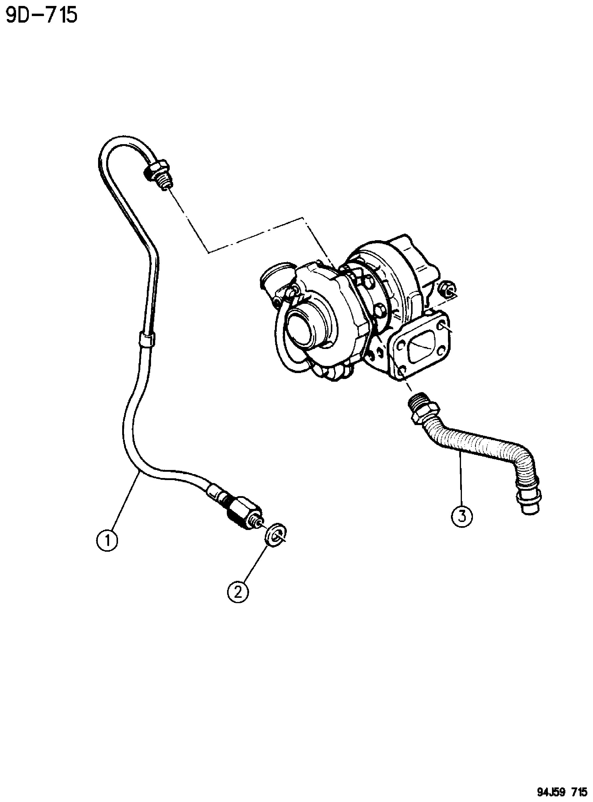 Exploded view: OIL LINES 2.1L DIESEL ENGINE