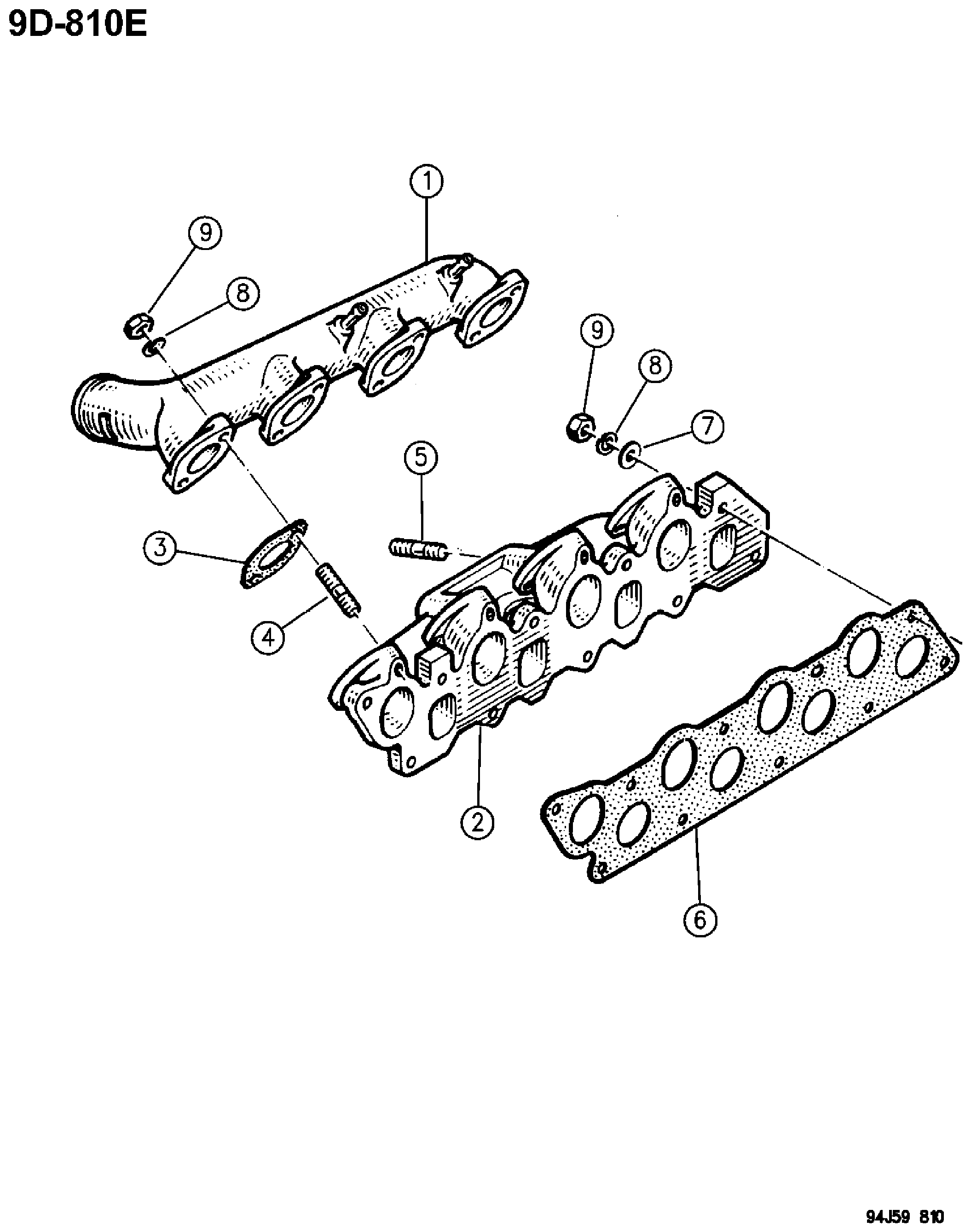 Exploded view: MANIFOLD, INTAKE AND EXHAUST 2.1L DIESEL ENGINE