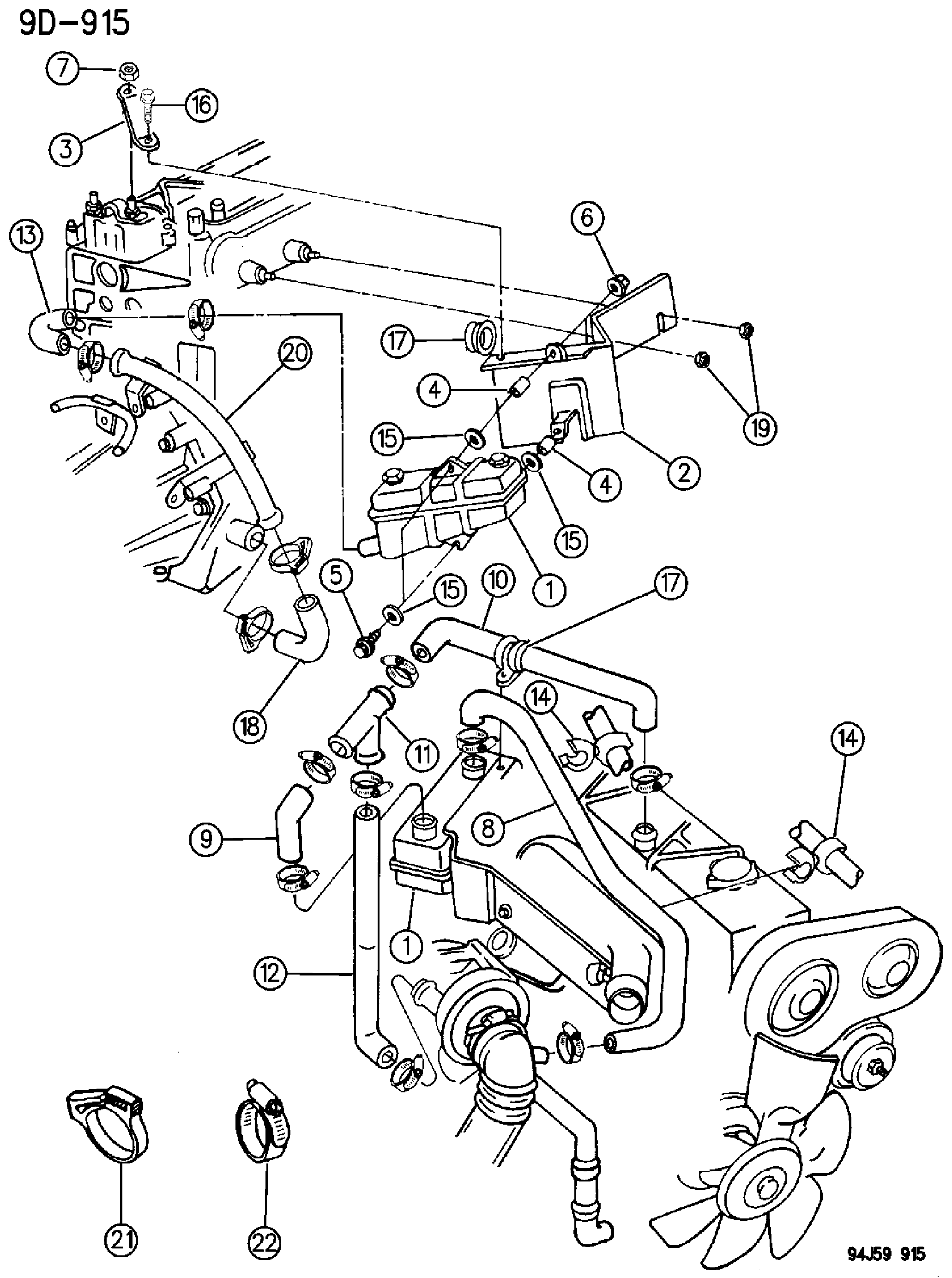 Exploded view: OIL SEPARATOR 2.1L DIESEL ENGINE, J8S-890