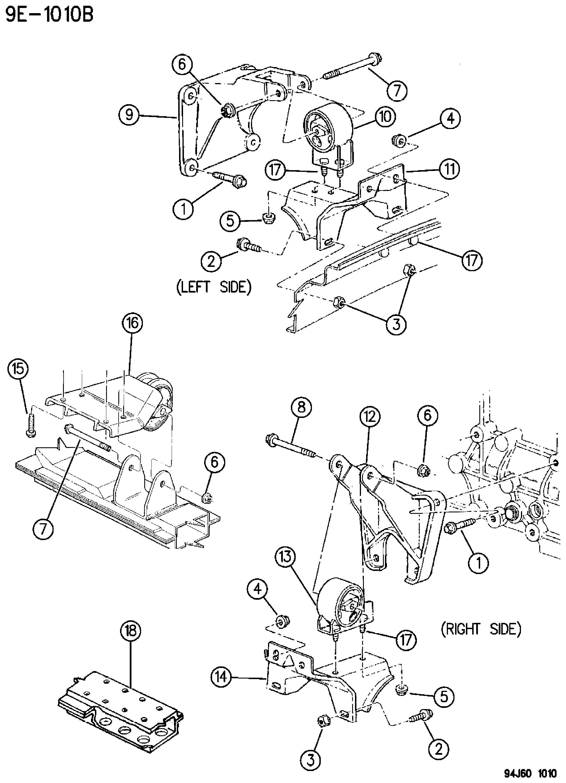 Exploded view: ENGINE MOUNTS 2.5L DIESEL ENGINE