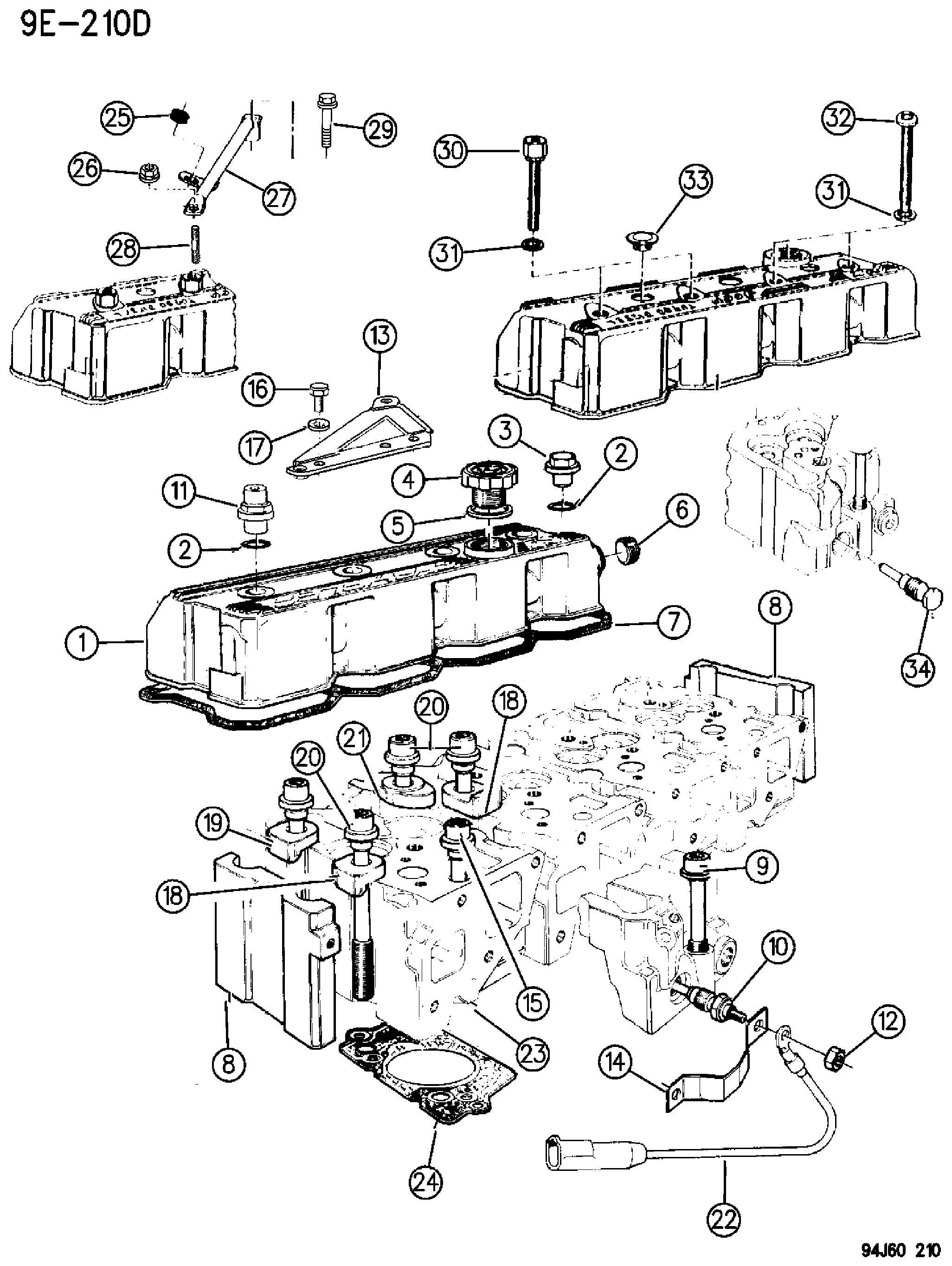 Exploded view: CYLINDER HEAD AND COVER 2.5L DIESEL ENGINE